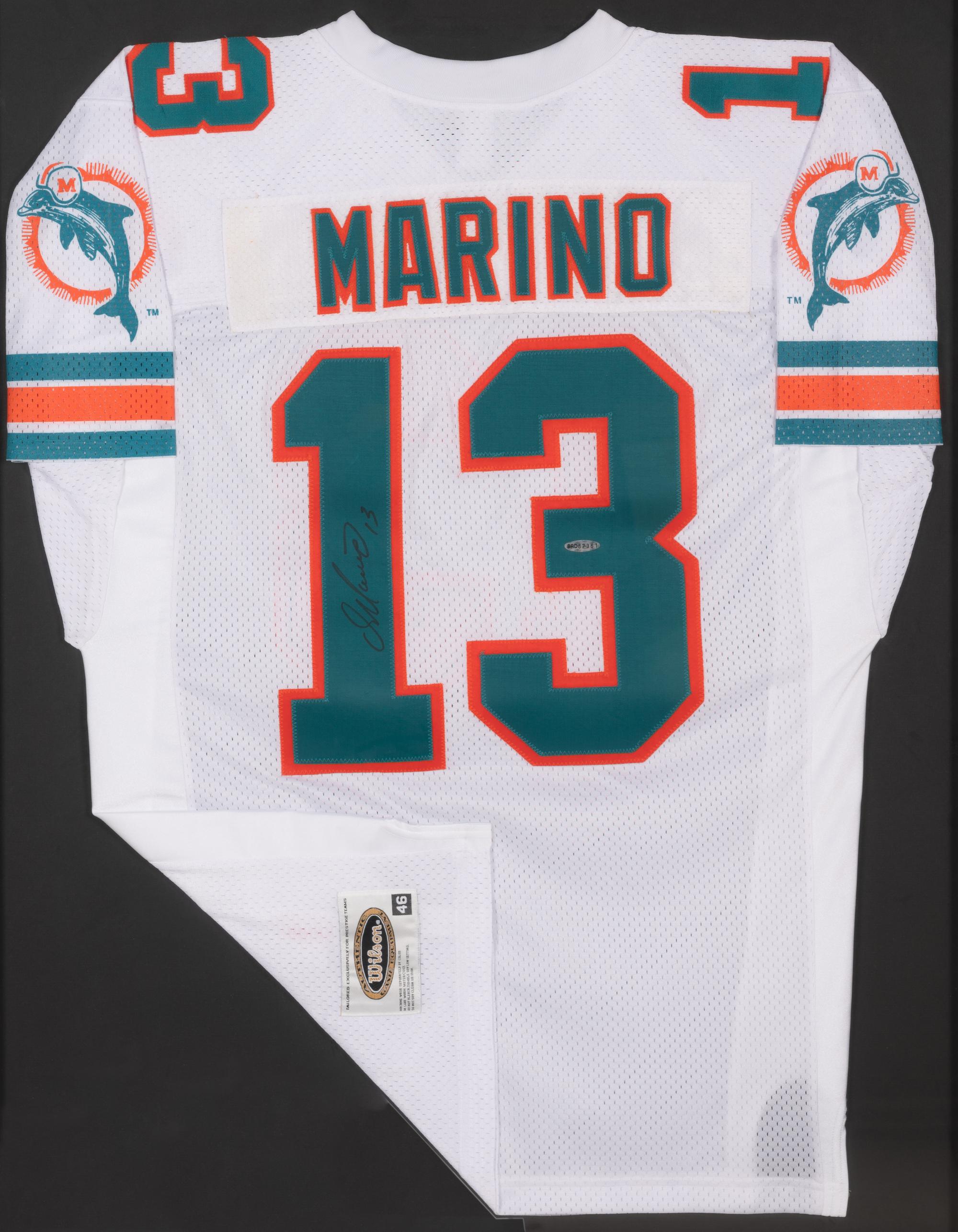 A Dan Marino Signed Autograph Miami Dolphins Wilson Football Jersey (Upper Deck Authenticated),