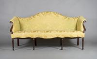 A Victorian Camel Back Sofa, Height 36 x width 74 1/2 x depth 34 inches.