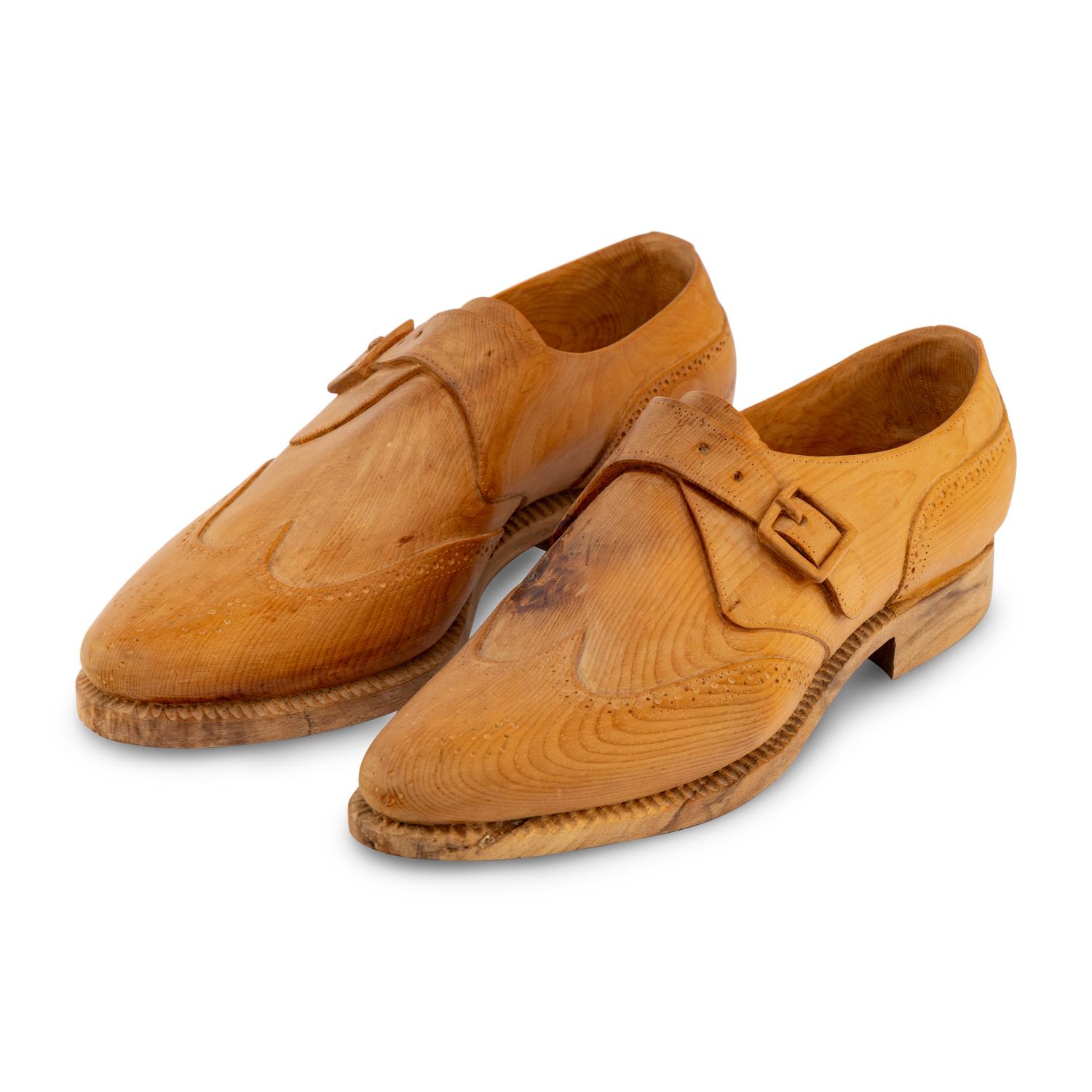 A Pair of Carved Wood Models of Shoes
