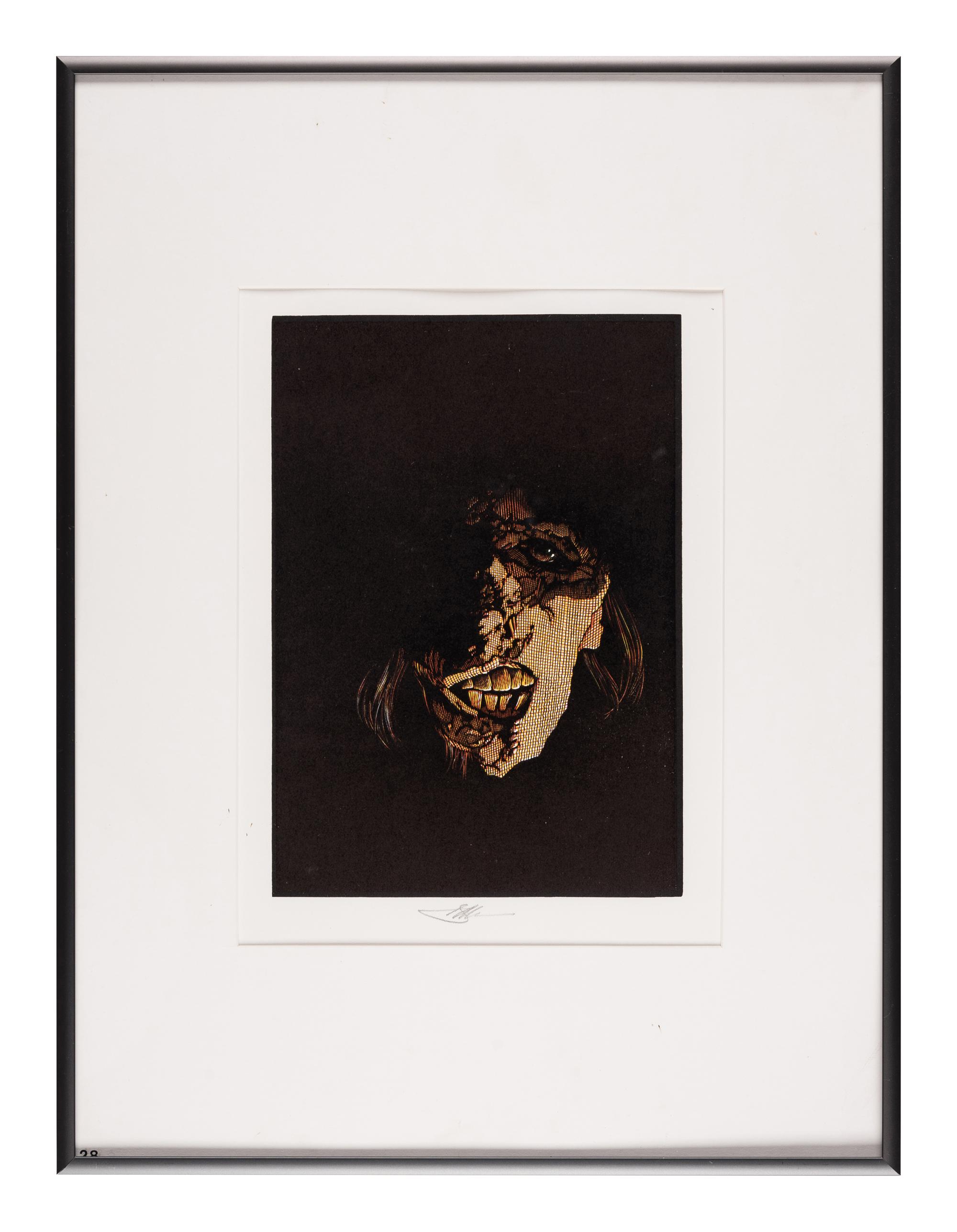 [MOSER, Barry, illustrator]. A group of 3 multiple color block prints from the Pennyroyal Press edition of Frankenstein, [West Hatfield, MA: Pennyroyal Press, 1983].