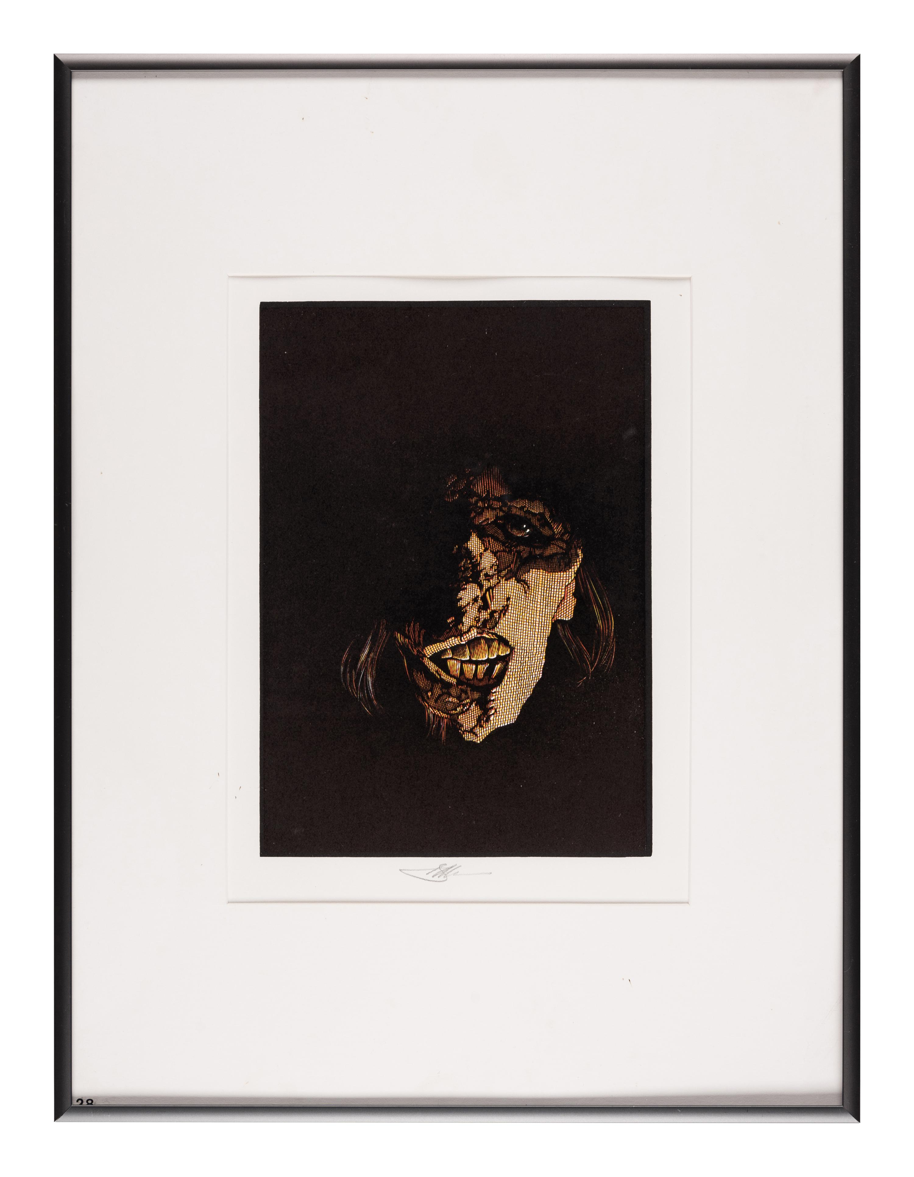 [MOSER, Barry, illustrator]. A group of 3 multiple color block prints from the Pennyroyal Press edition of Frankenstein, [West Hatfield, MA: Pennyroyal Press, 1983].