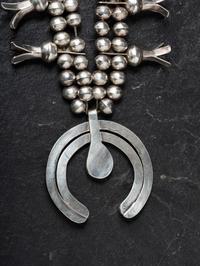 Navajo Silver and Turquoise Squash Blossom Necklace