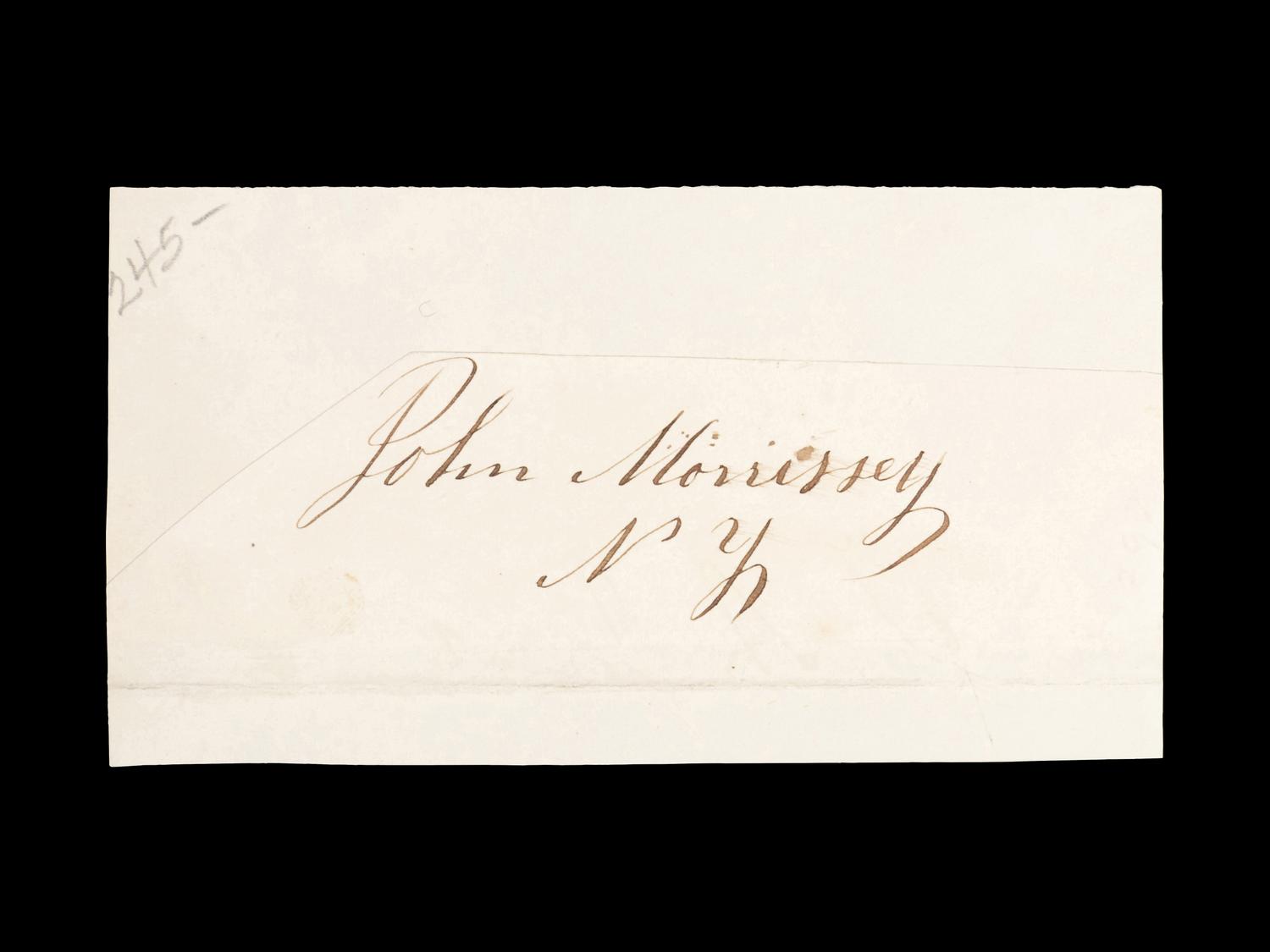 A Bare Knuckle Boxing Champion John Morrissey Signed Autograph,