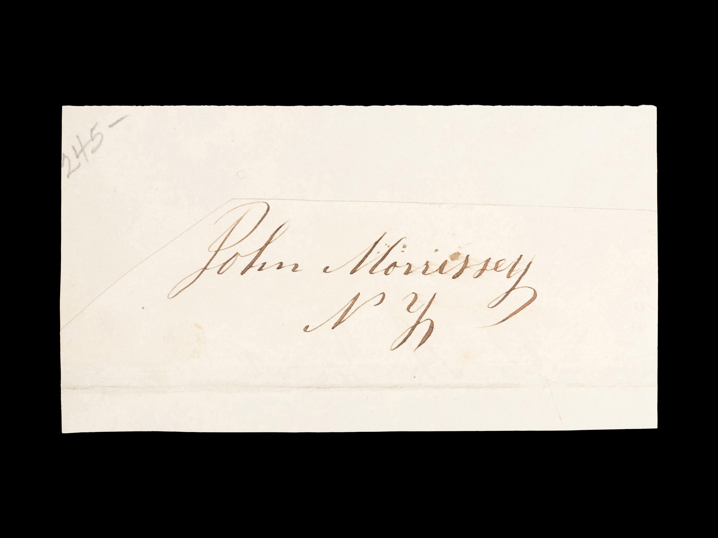 A Bare Knuckle Boxing Champion John Morrissey Signed Autograph,