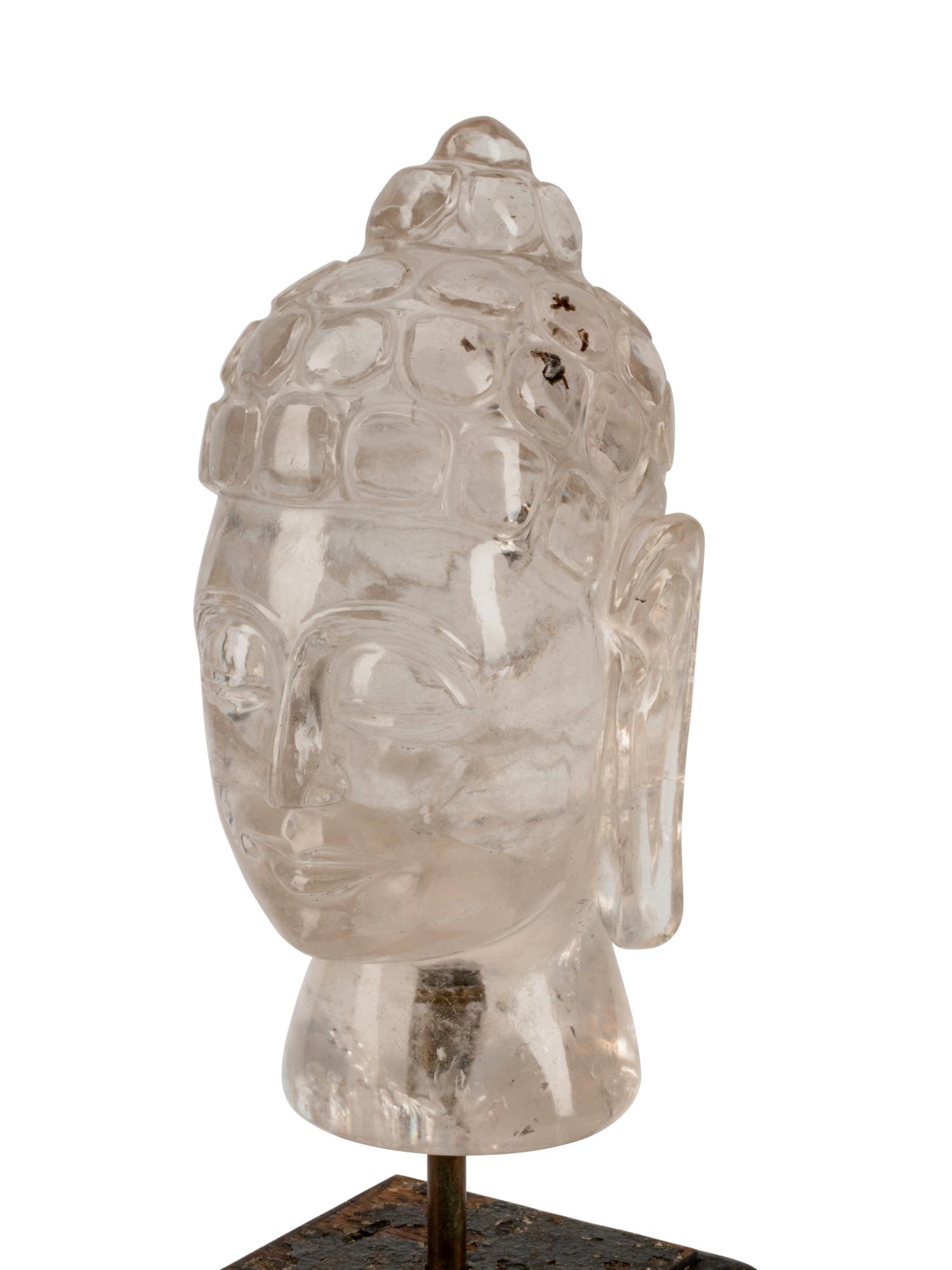 A Carved Rock Crystal Head of Buddha