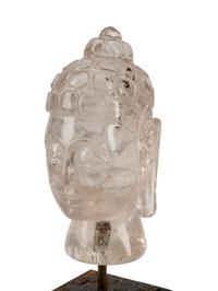 A Carved Rock Crystal Head of Buddha