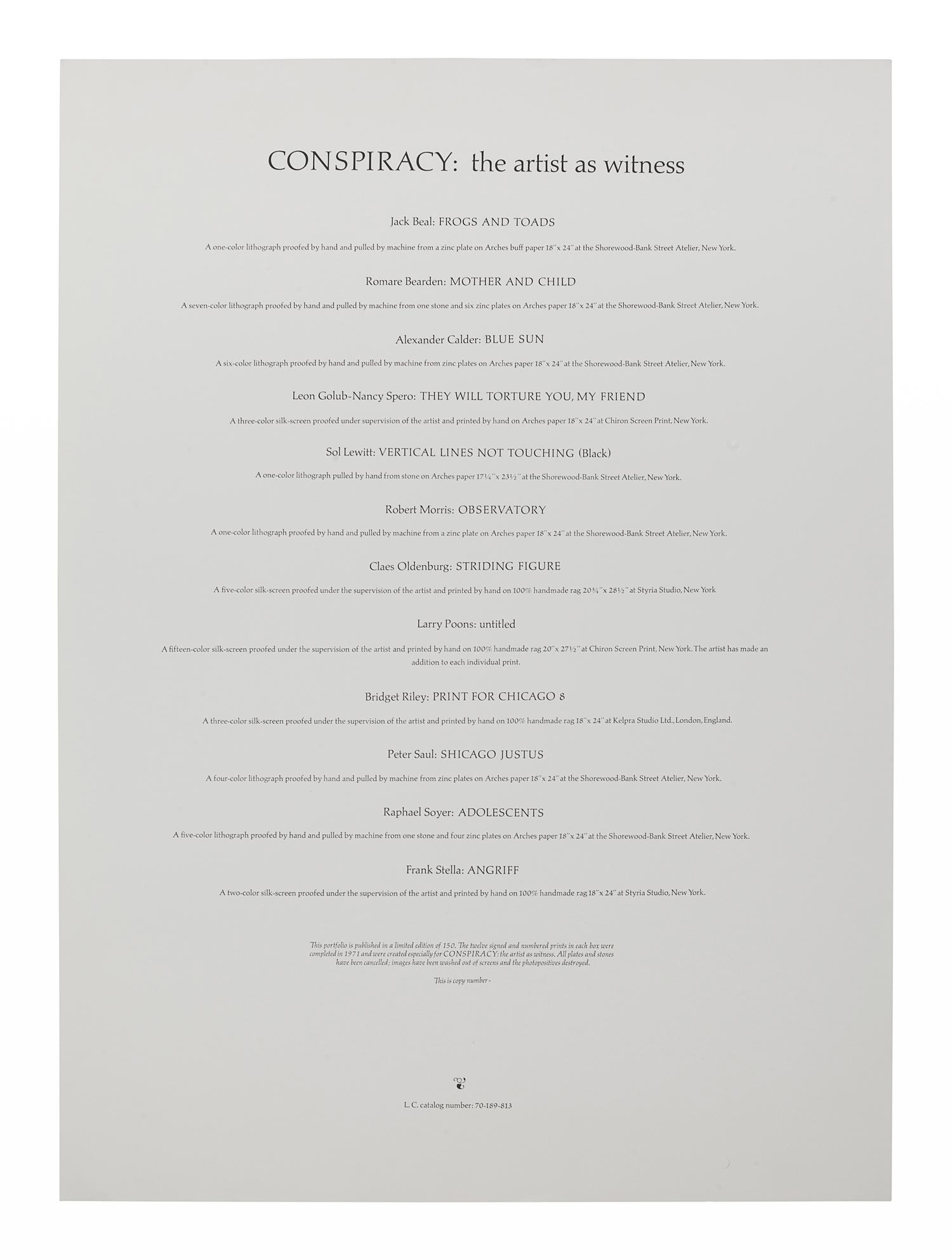 Conspiracy Portfolio (incomplete set of 11 prints with book)