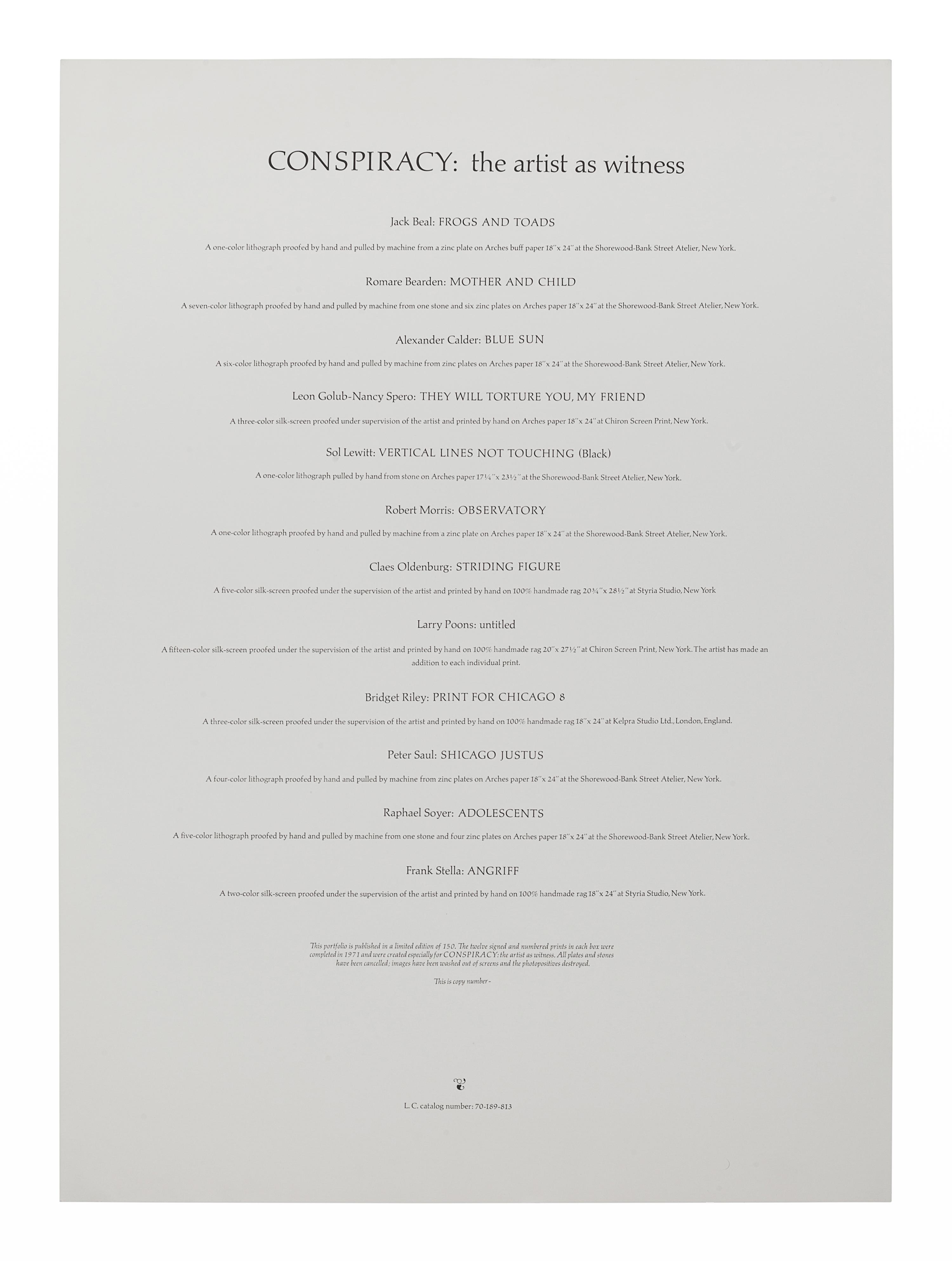 Conspiracy Portfolio (incomplete set of 11 prints with book)