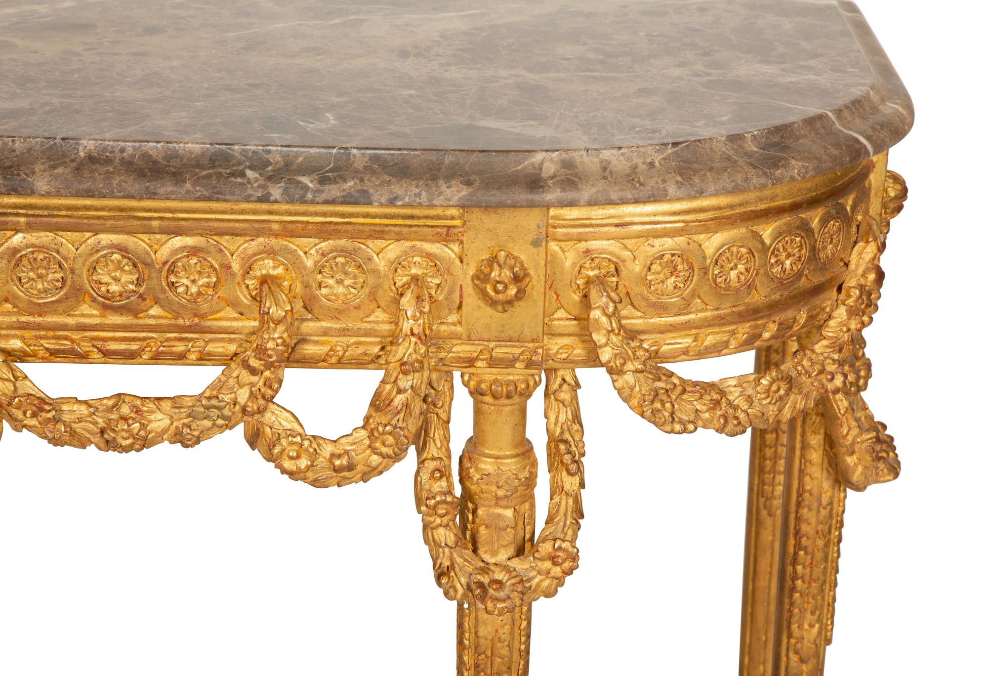 A Louis XVI Giltwood Marble Top Console Table — Early 19th Century