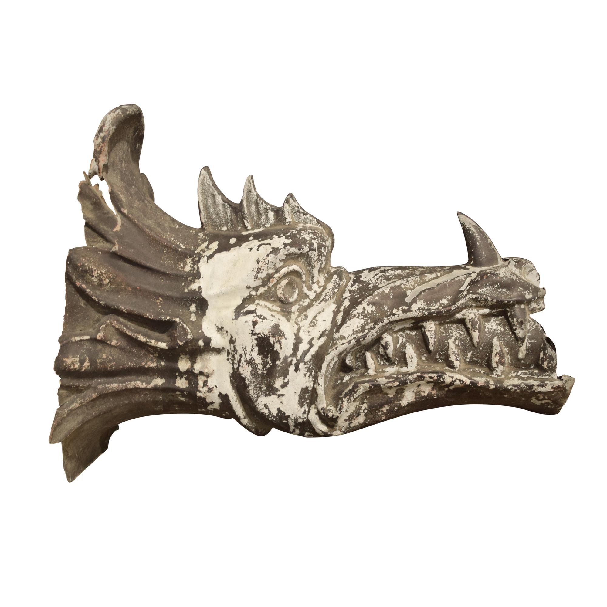 A Zinc Gargoyle Head 19" W x 6.5" D x 14.5" H — United States, 19th Century