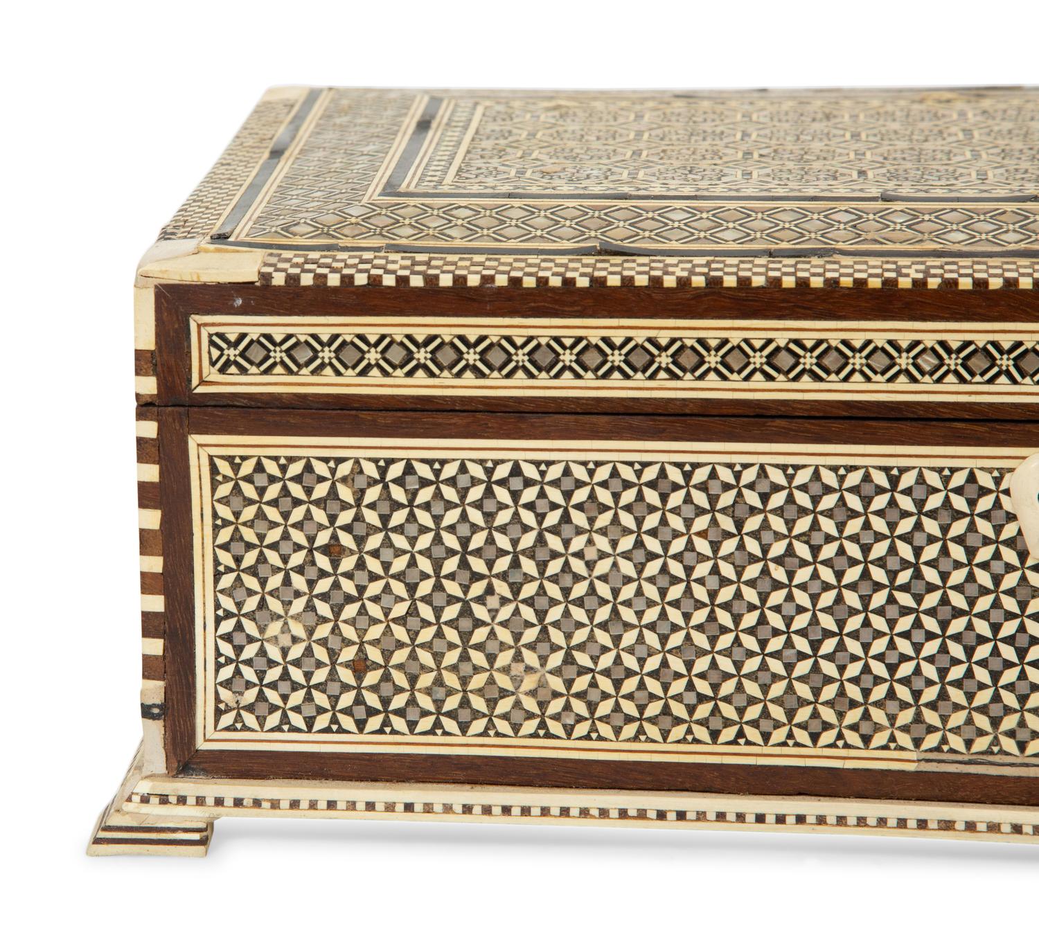 An Egyptian Mother-of-Pearl Parquetry Table Box
