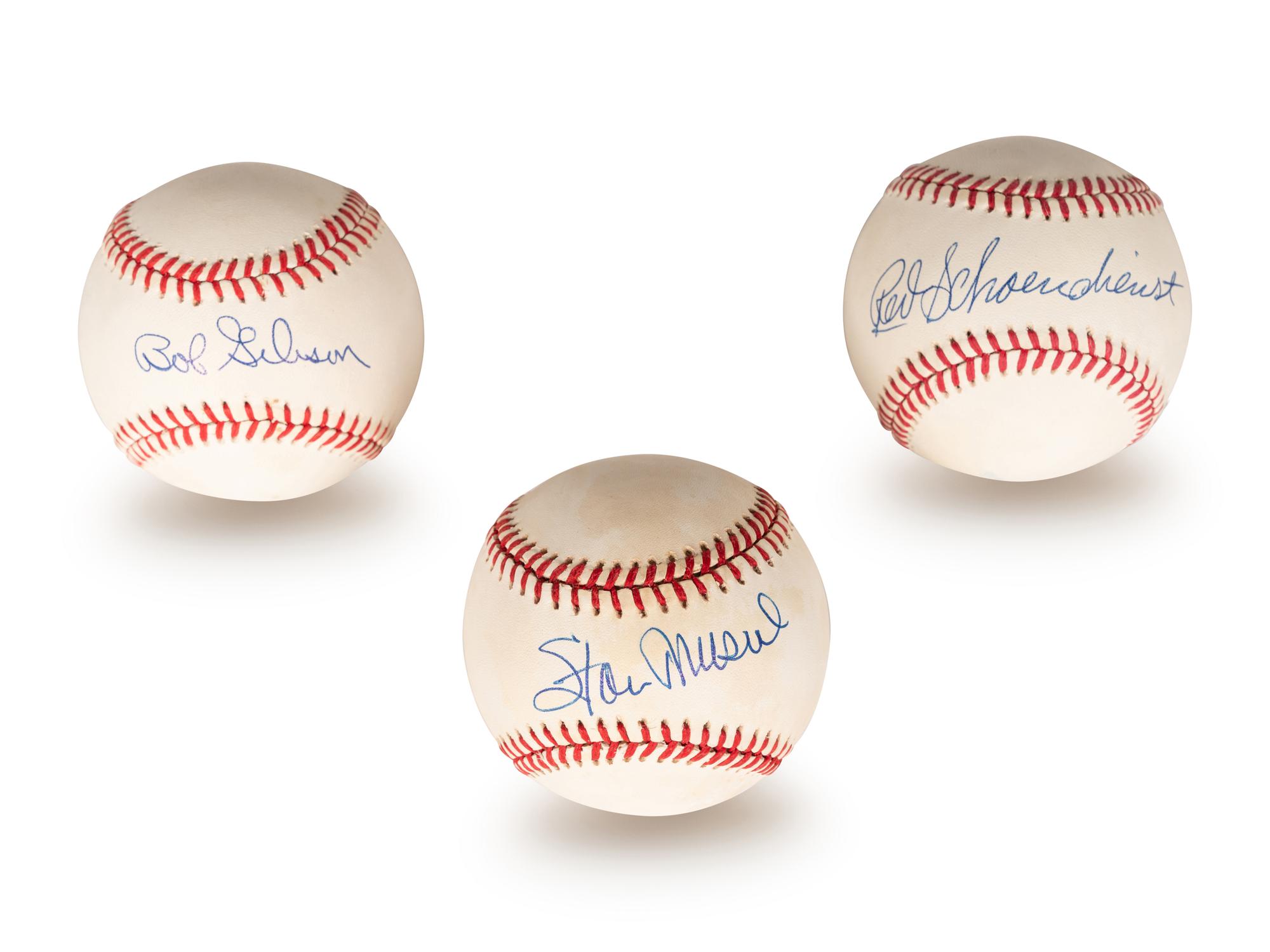 A Group of St. Louis Cardinals Hall of Fame Signed Autograph Items (Beckett Authentication Services BAS Certified),