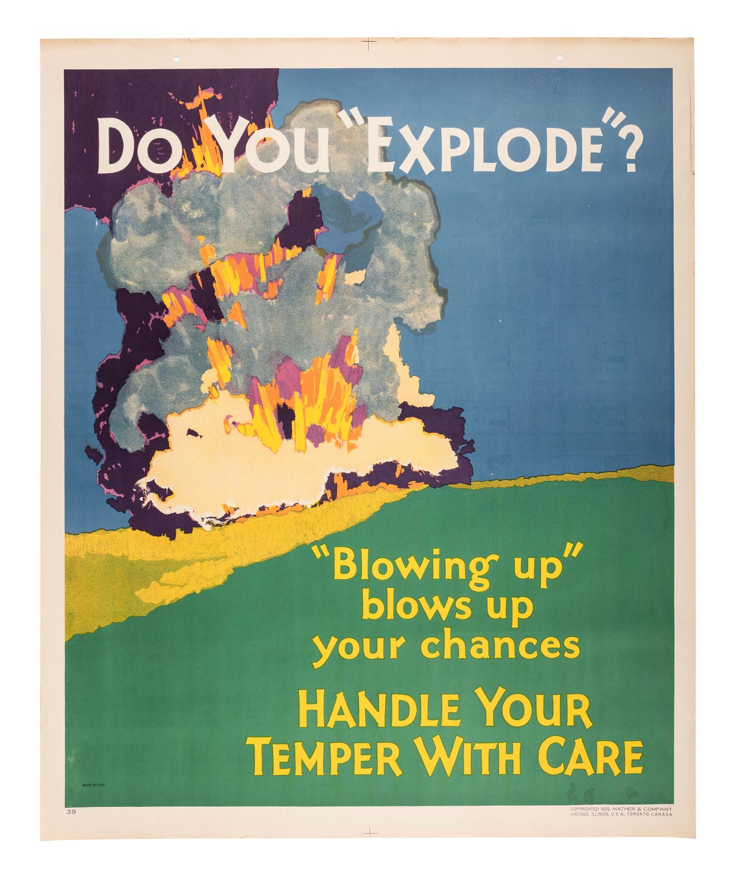 [POSTERS]. Do You "Explode"? Chicago: Mather & Co., 1929.