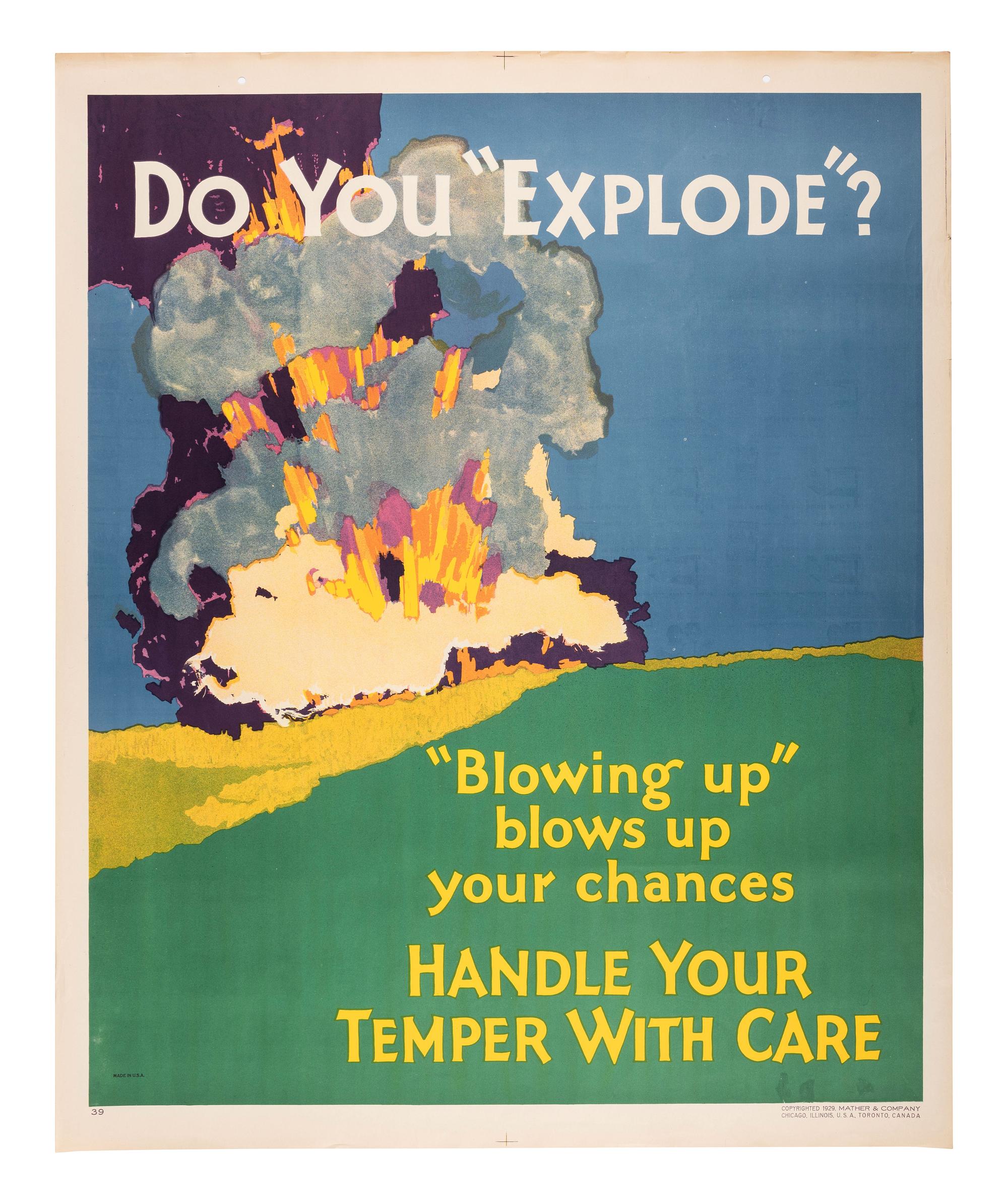 [POSTERS]. Do You "Explode"? Chicago: Mather & Co., 1929.