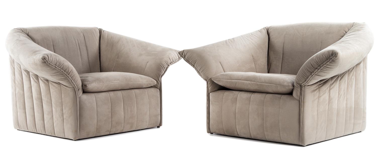 A pair of Italian Faux Suede Lounge Chairs