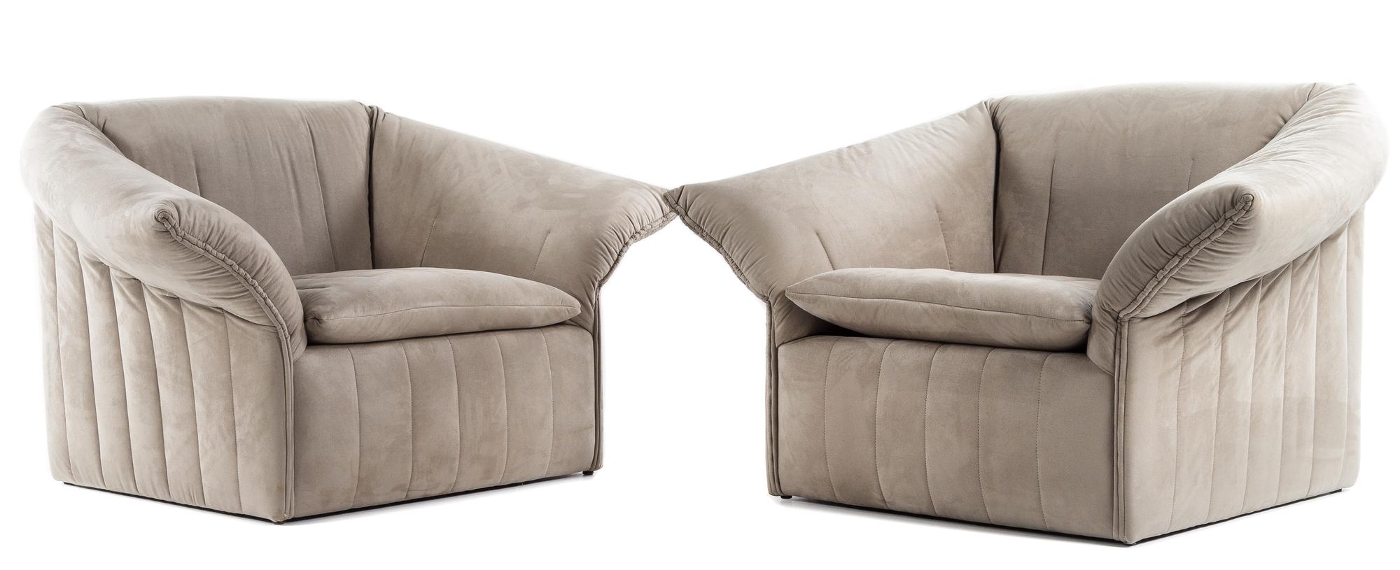 A pair of Italian Faux Suede Lounge Chairs
