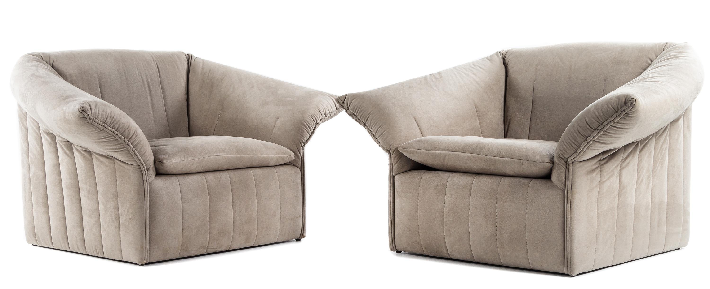 A pair of Italian Faux Suede Lounge Chairs