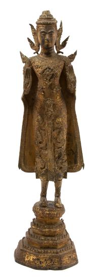 A Gilt Bronze Figure of Buddha Height 28 inches. — 19TH CENTURY