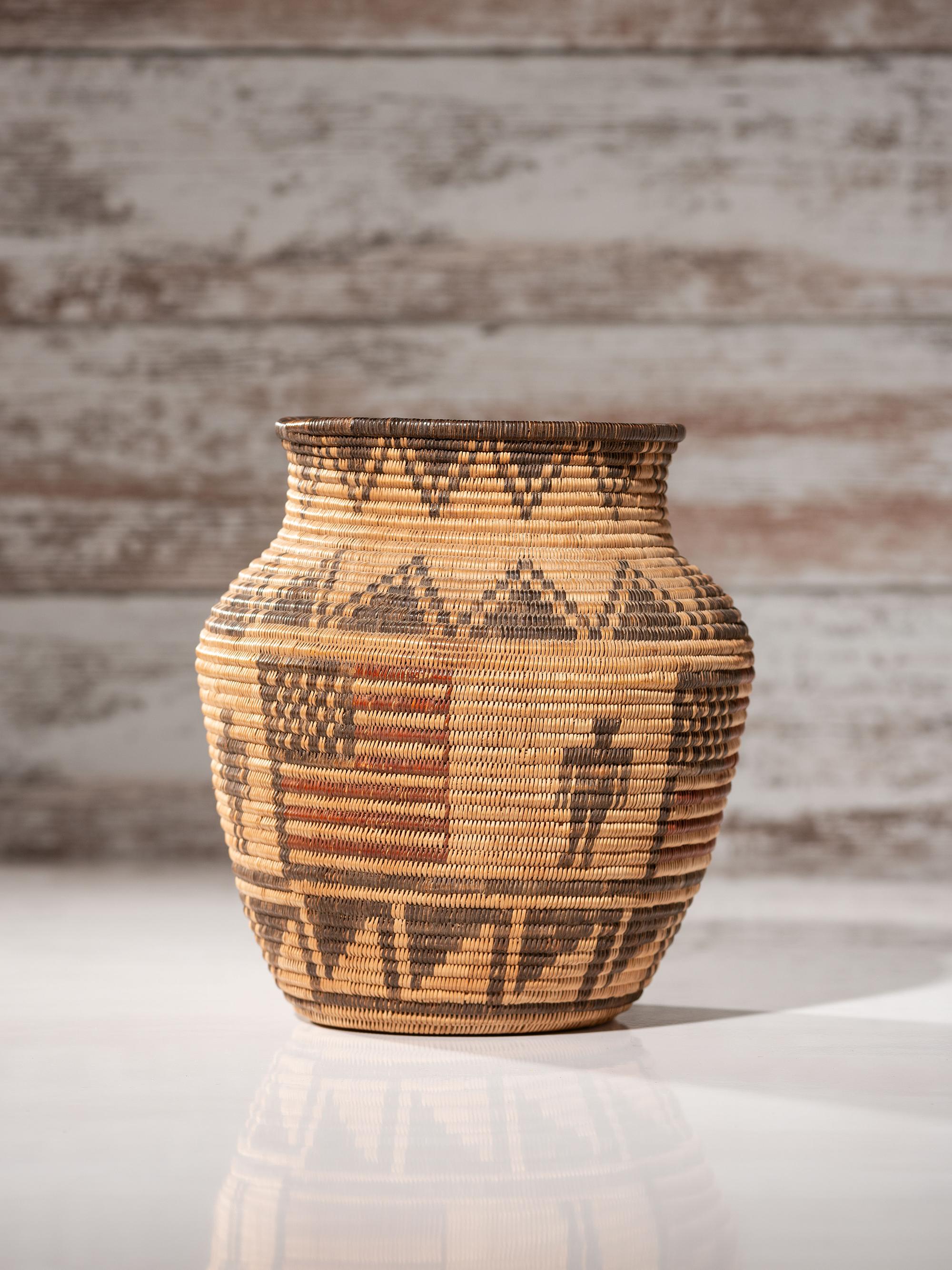 Apache Polychrome Basket, with American Flags