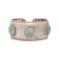 MARIO BUCCELLATI, SILVER, YELLOW GOLD AND JADE CUFF BRACELET