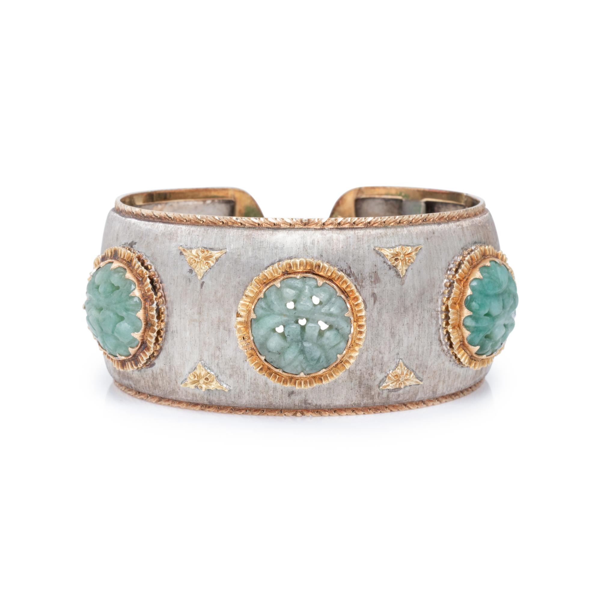 MARIO BUCCELLATI, SILVER, YELLOW GOLD AND JADE CUFF BRACELET