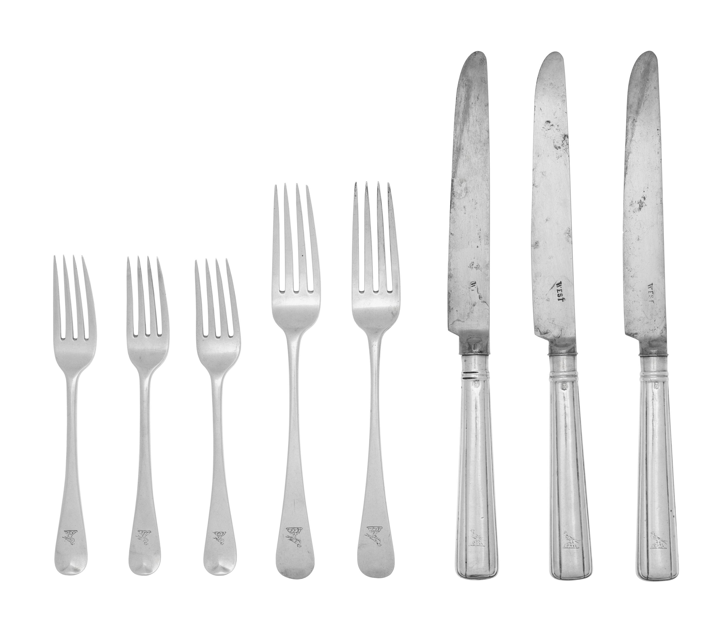 A Group of English Silver Flatware Articles