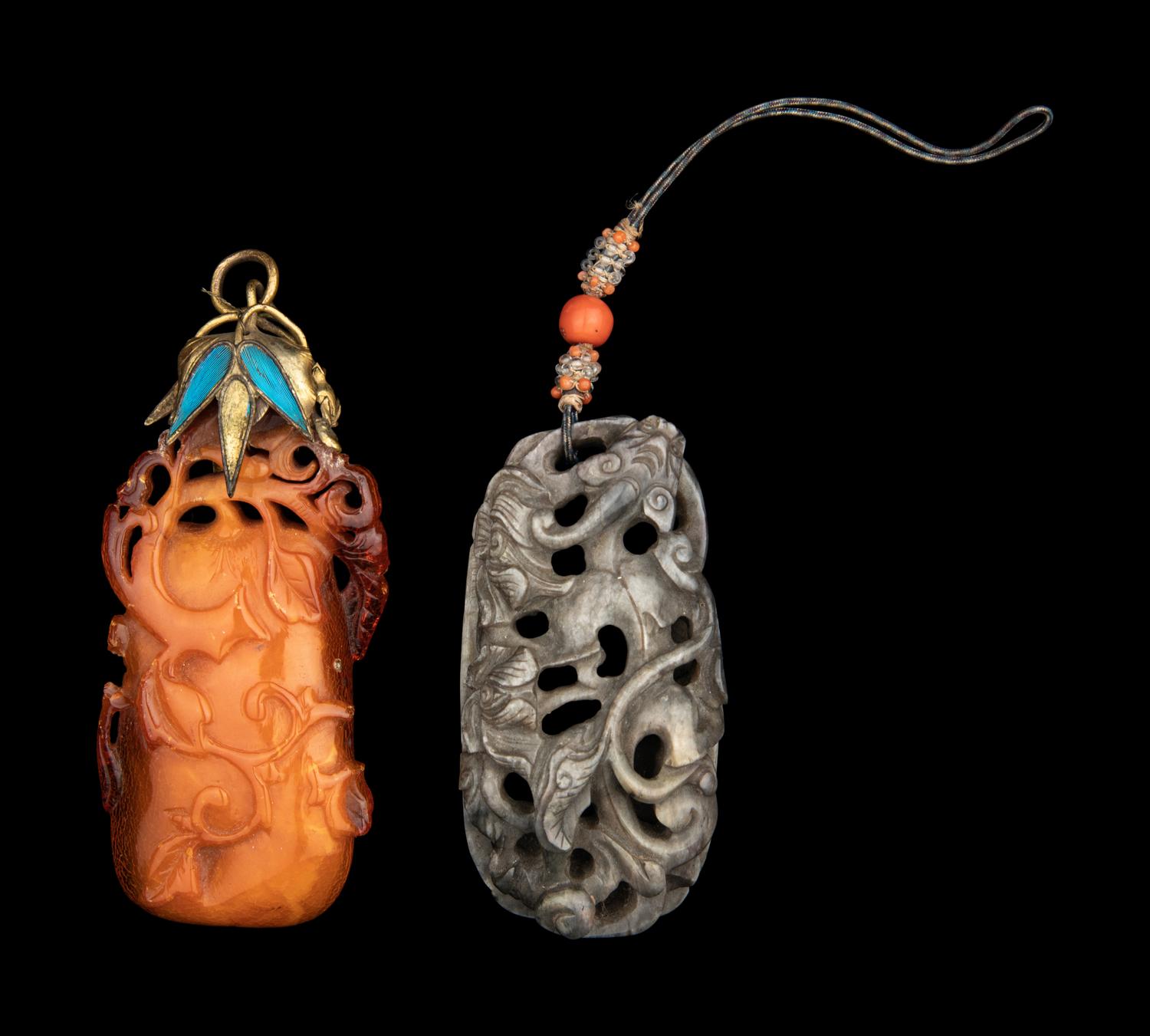 Two Chinese Pierced and Carved Pendants