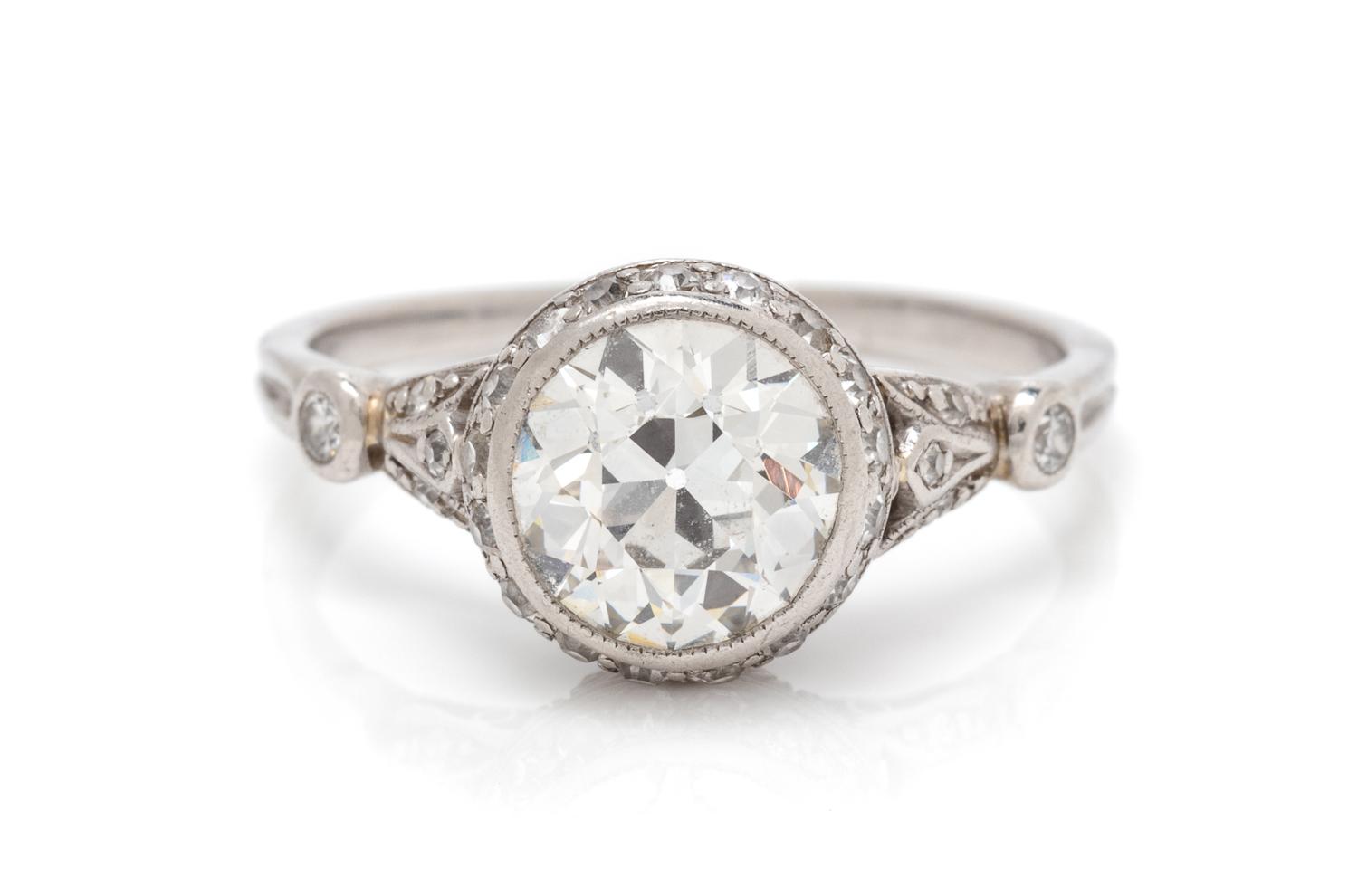 An Art Deco Platinum and Diamond Ring, 2.20 dwts.