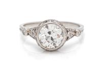 An Art Deco Platinum and Diamond Ring, 2.20 dwts.