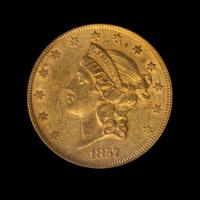 A United States 1857 Liberty Head $20 Gold Coin