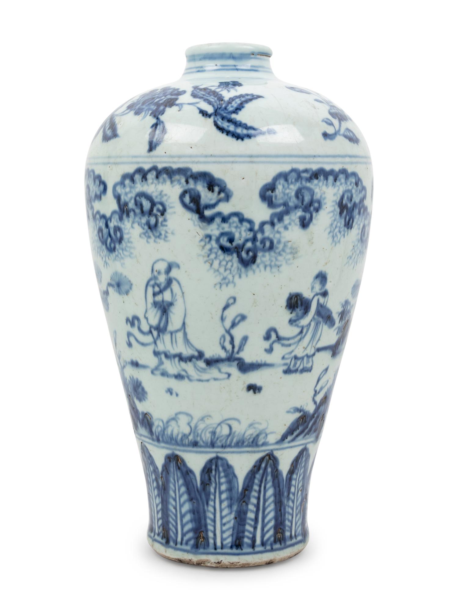 A Chinese Blue and White Porcelain Meiping Vase