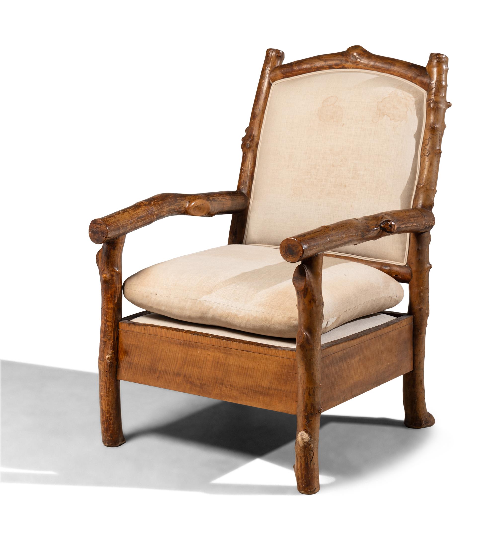 A Group of Three Rustic Wood Chairs