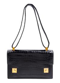 An Hermes Black Crocodile Piano Handbag, 9" x 6" x 2".