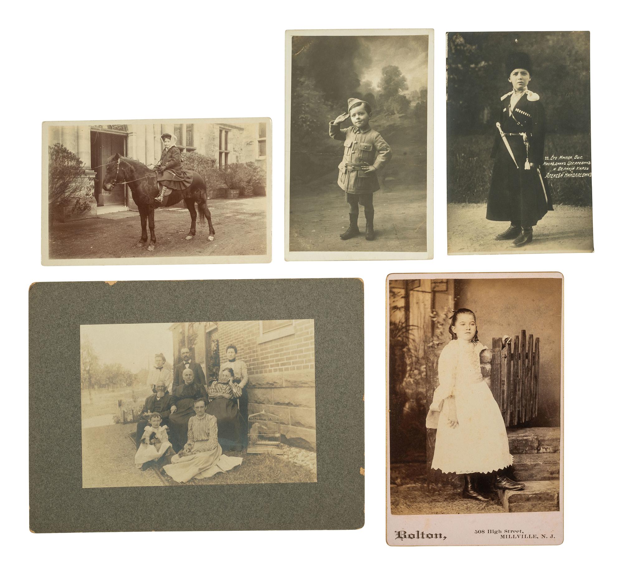 [EARLY PHOTOGRAPHY]. 50+ CDVs & cabinet cards of children, incl uniformed lads & precious portraits.