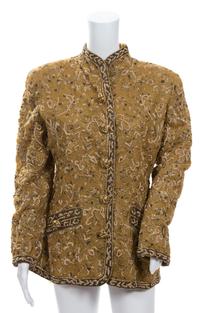 An Oscar de la Renta Gold Beaded Evening Jacket, Size 10.