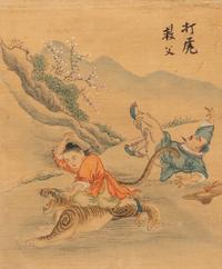 Six Chinese Ink and Color Paintings on Silk