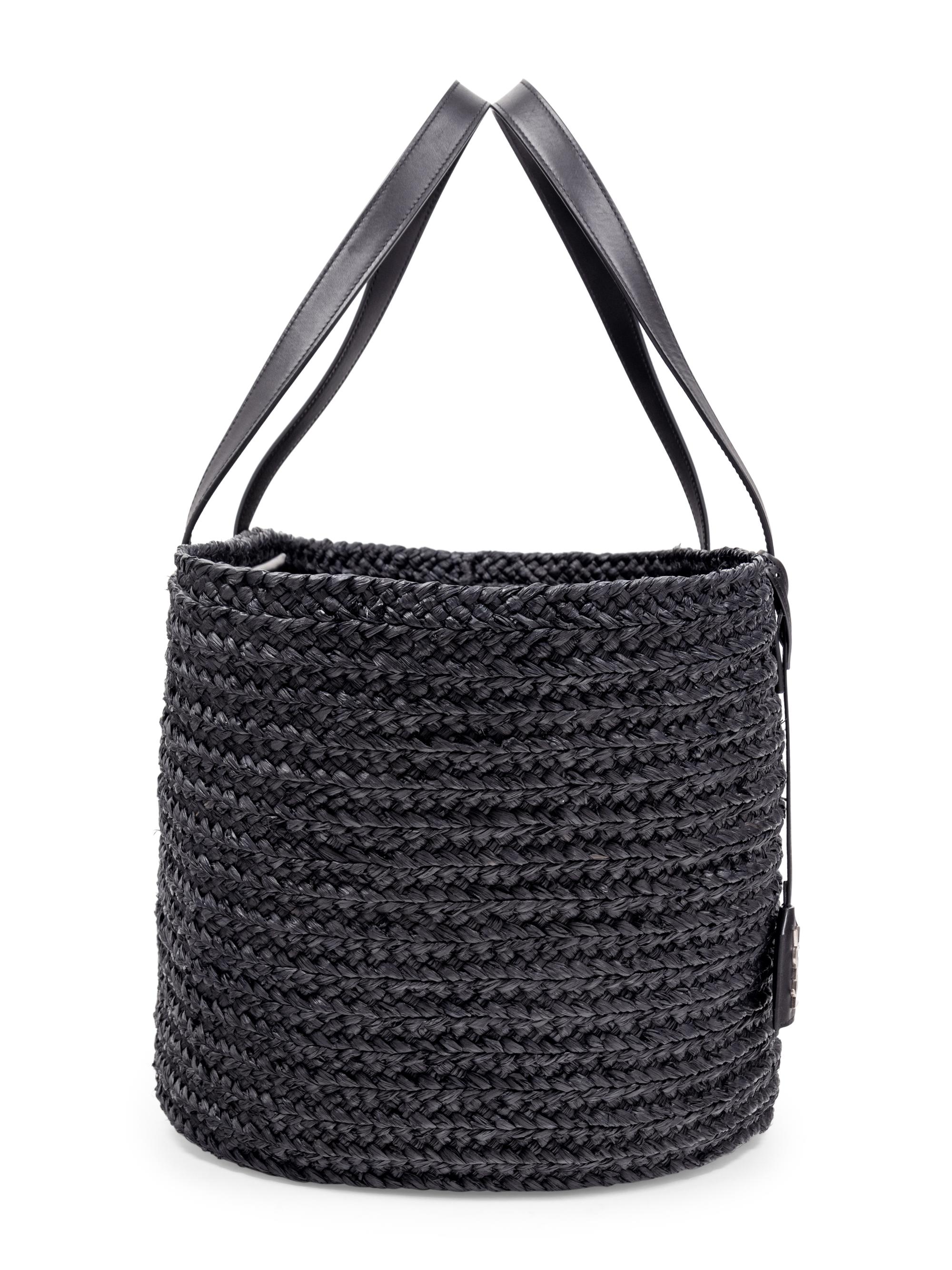 Saint Laurent Panier Straw Tote with Leather Handles