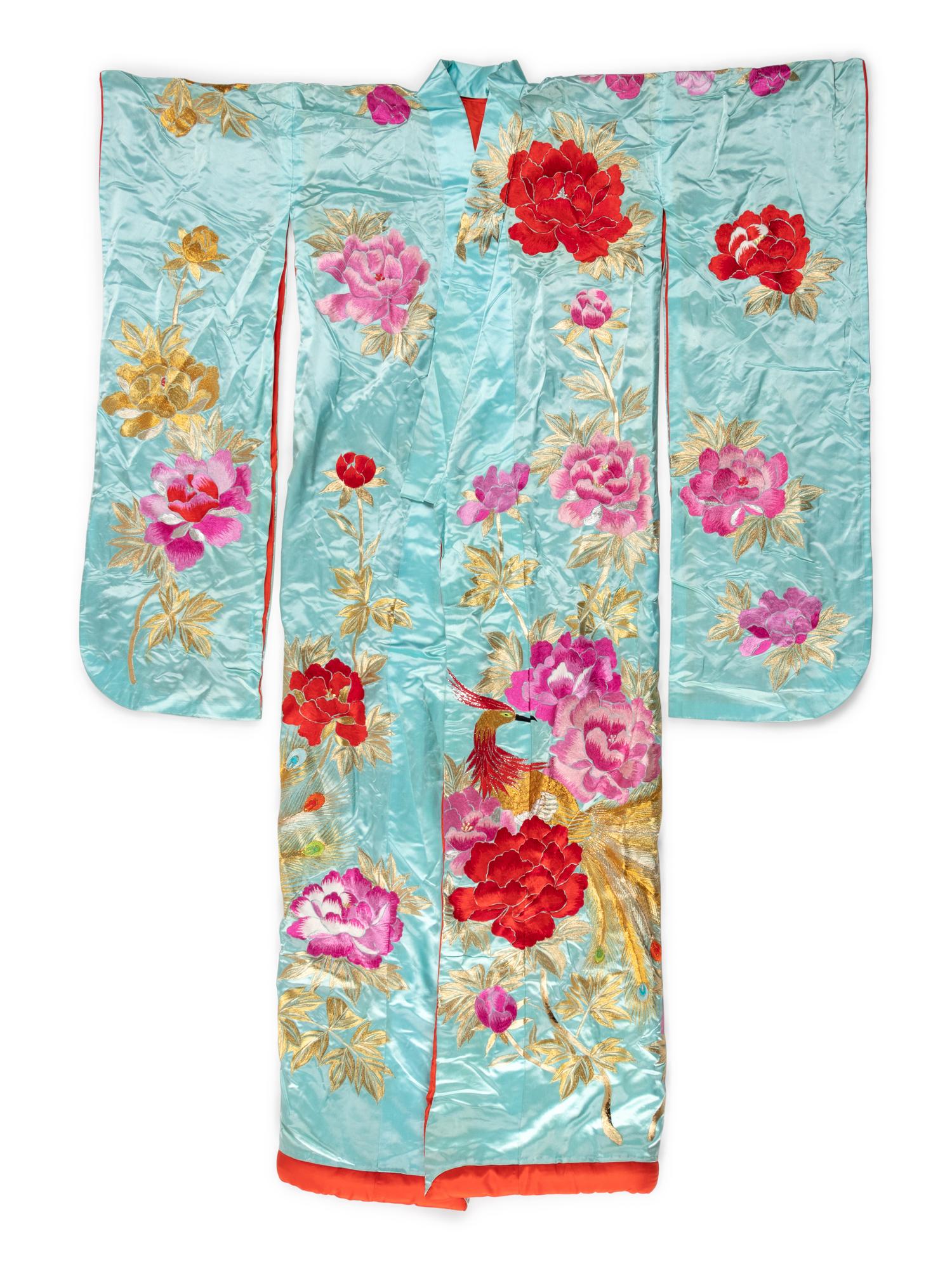 Six Embroidered Silk Kimono