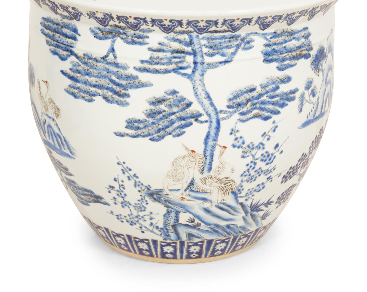 A Pair of Chinese Blue and White Porcelain Jardinières