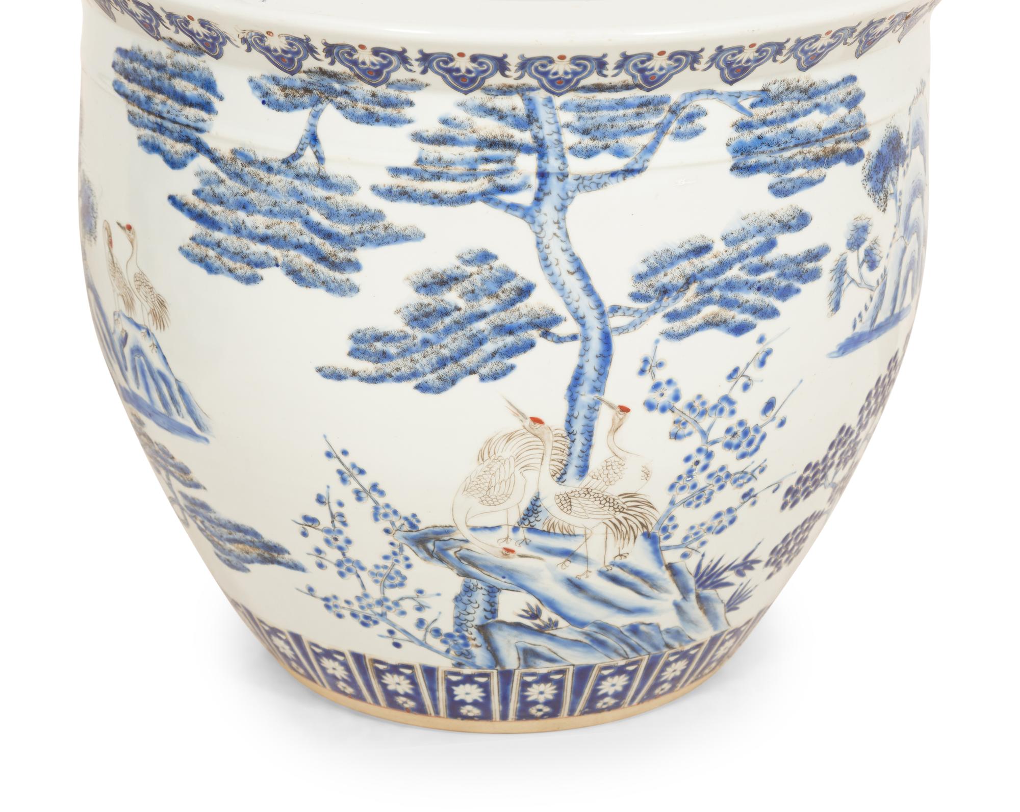 A Pair of Chinese Blue and White Porcelain Jardinières
