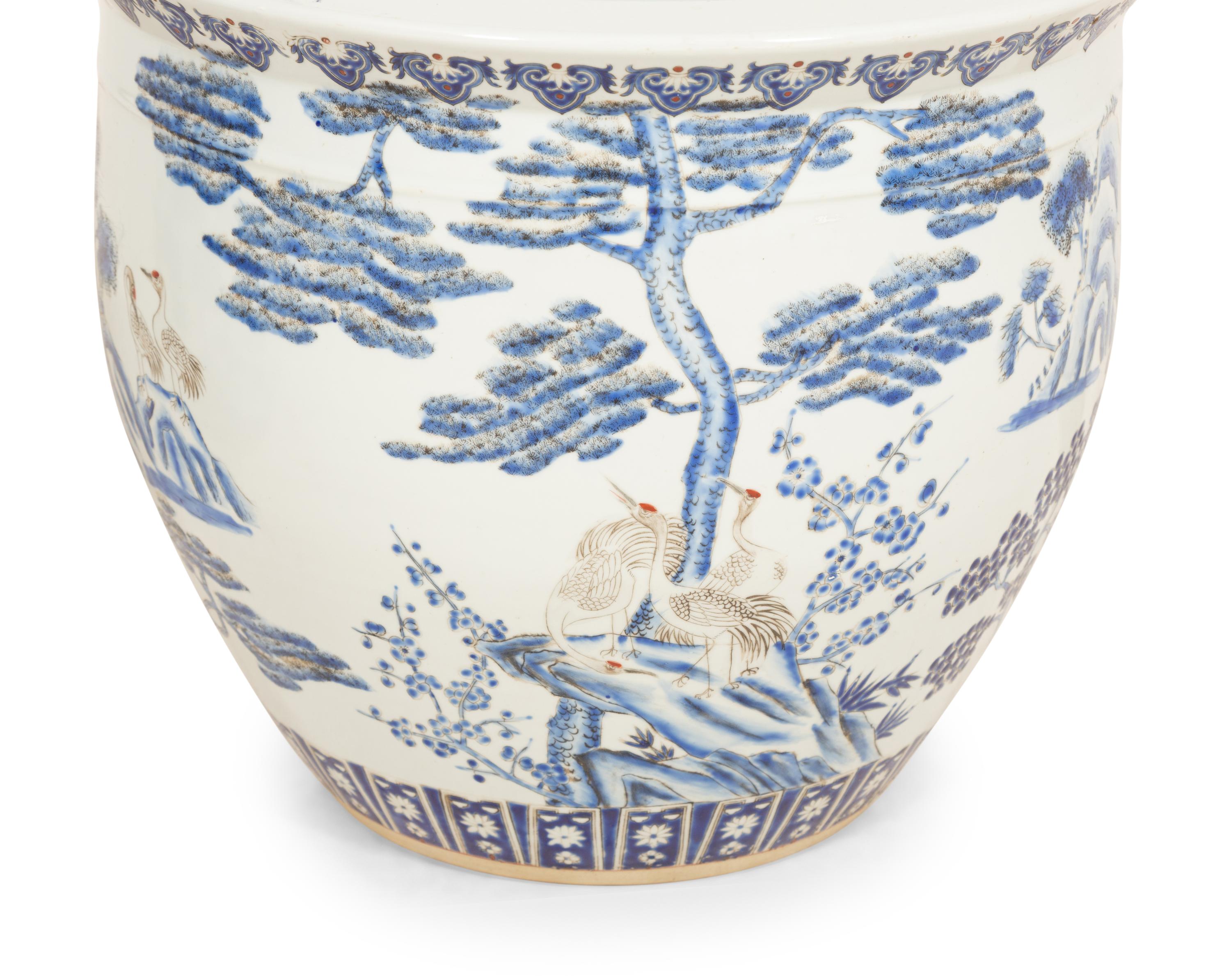 A Pair of Chinese Blue and White Porcelain Jardinières
