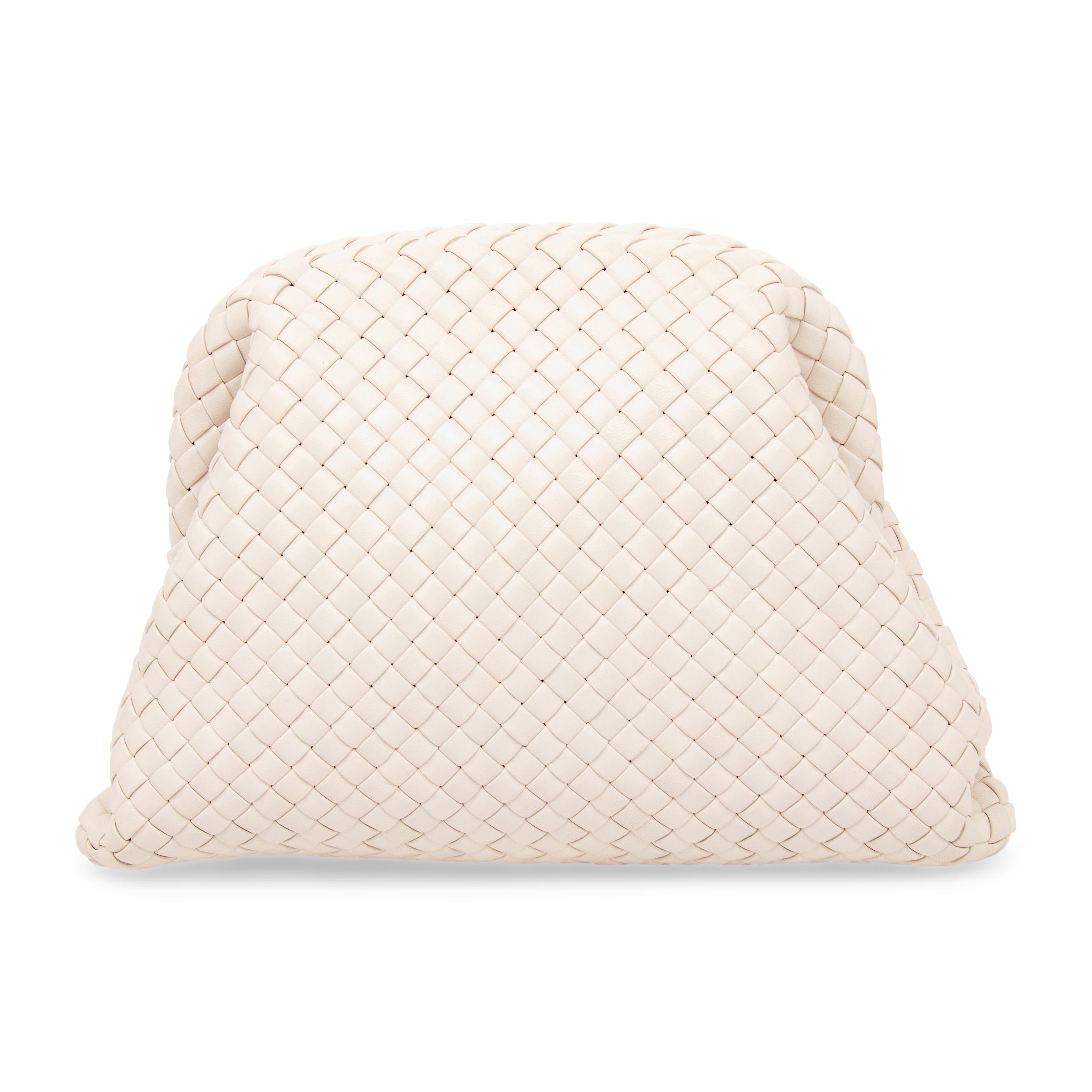 BOTTEGA VENETA, WHITE INTRECCIATO LEATHER CLUTCH