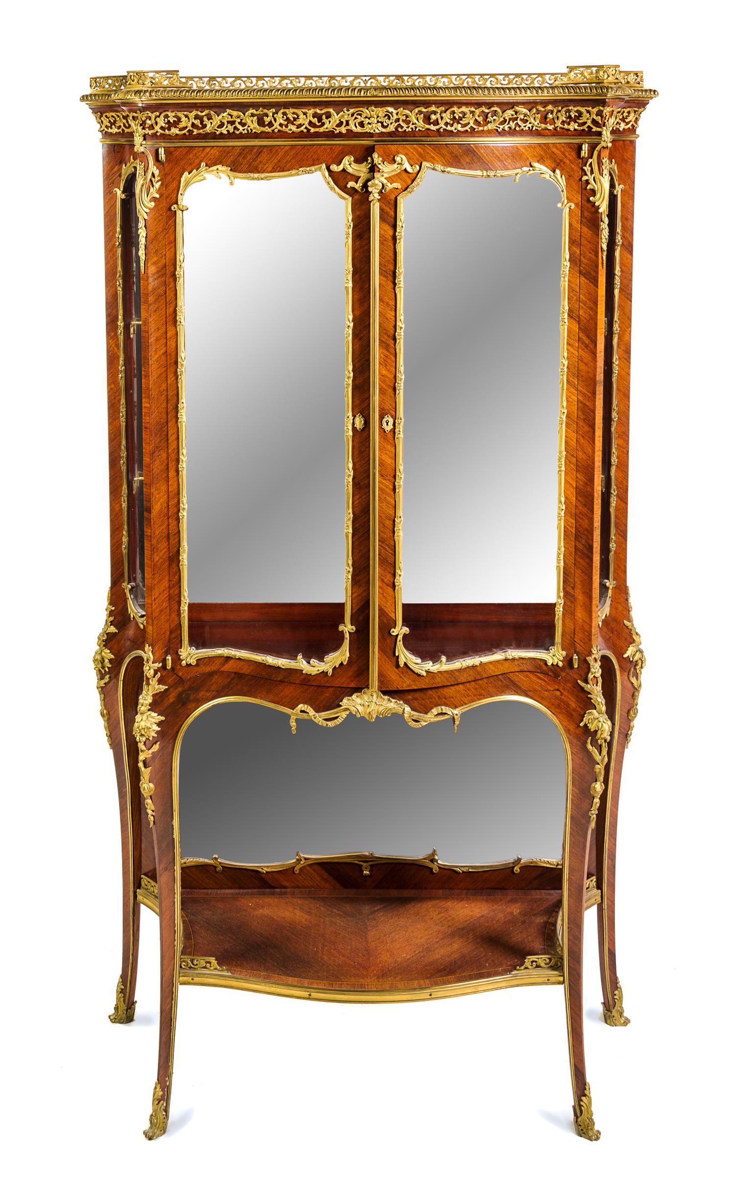 A Louis XV Style Gilt Bronze Mounted Kingwood Vitrine Height 62 3/4 x width 36 x depth 15 inches. — PARIS, CIRCA 1900