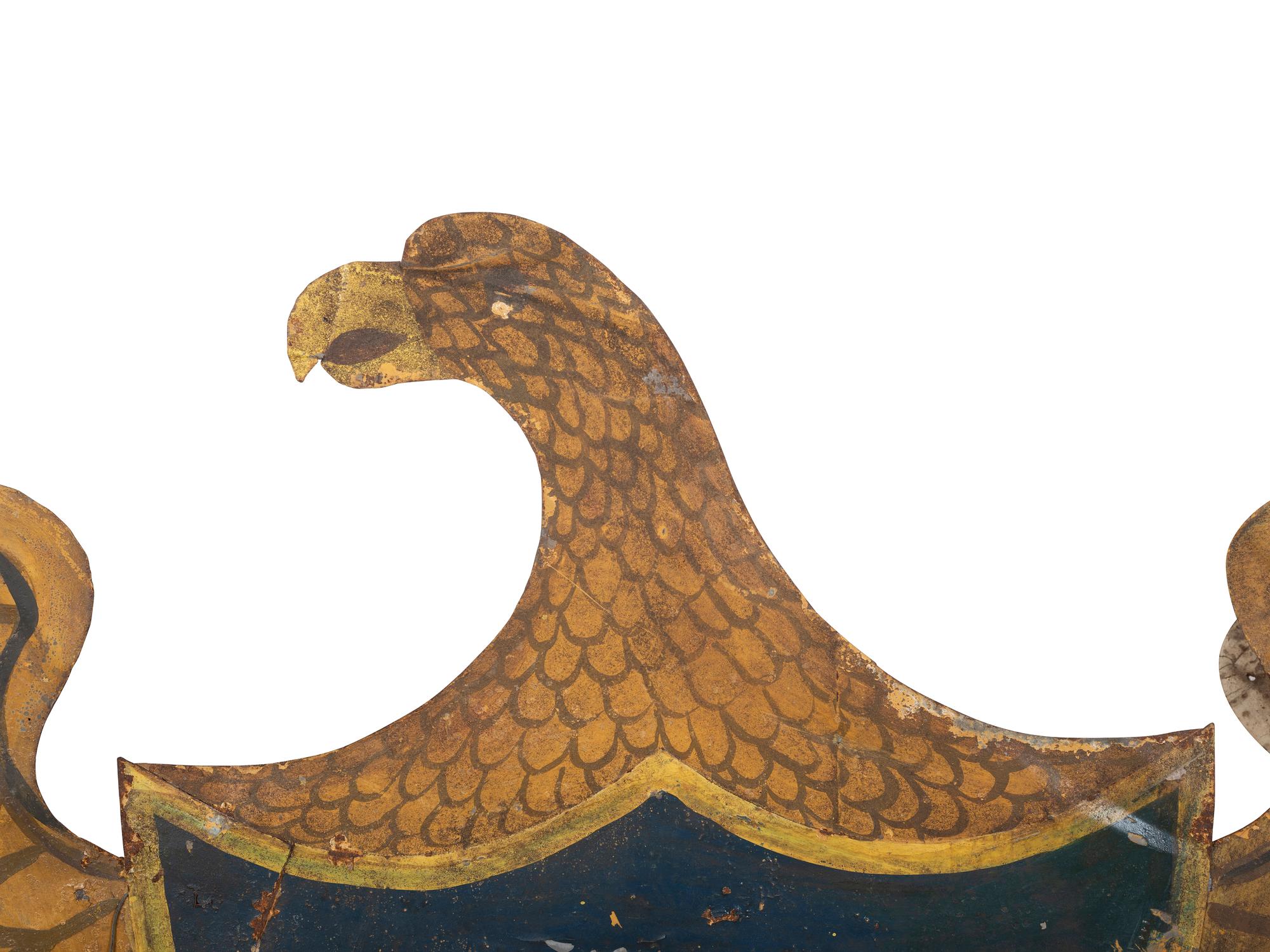 A Large Polychrome Painted Sheet Metal Eagle Crest, 19th Century