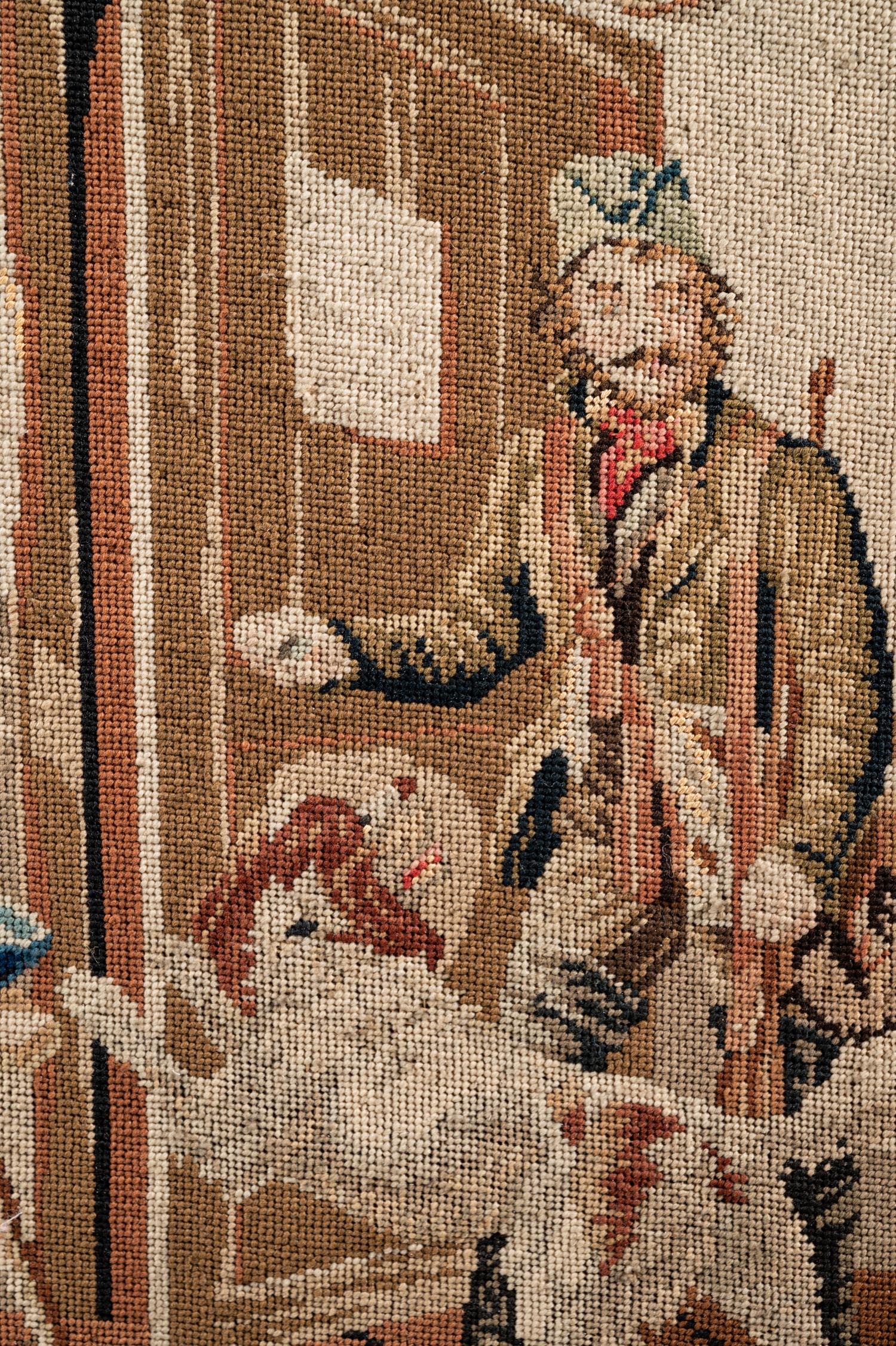 A George II Style Pole Screen with a Needlepoint Panel