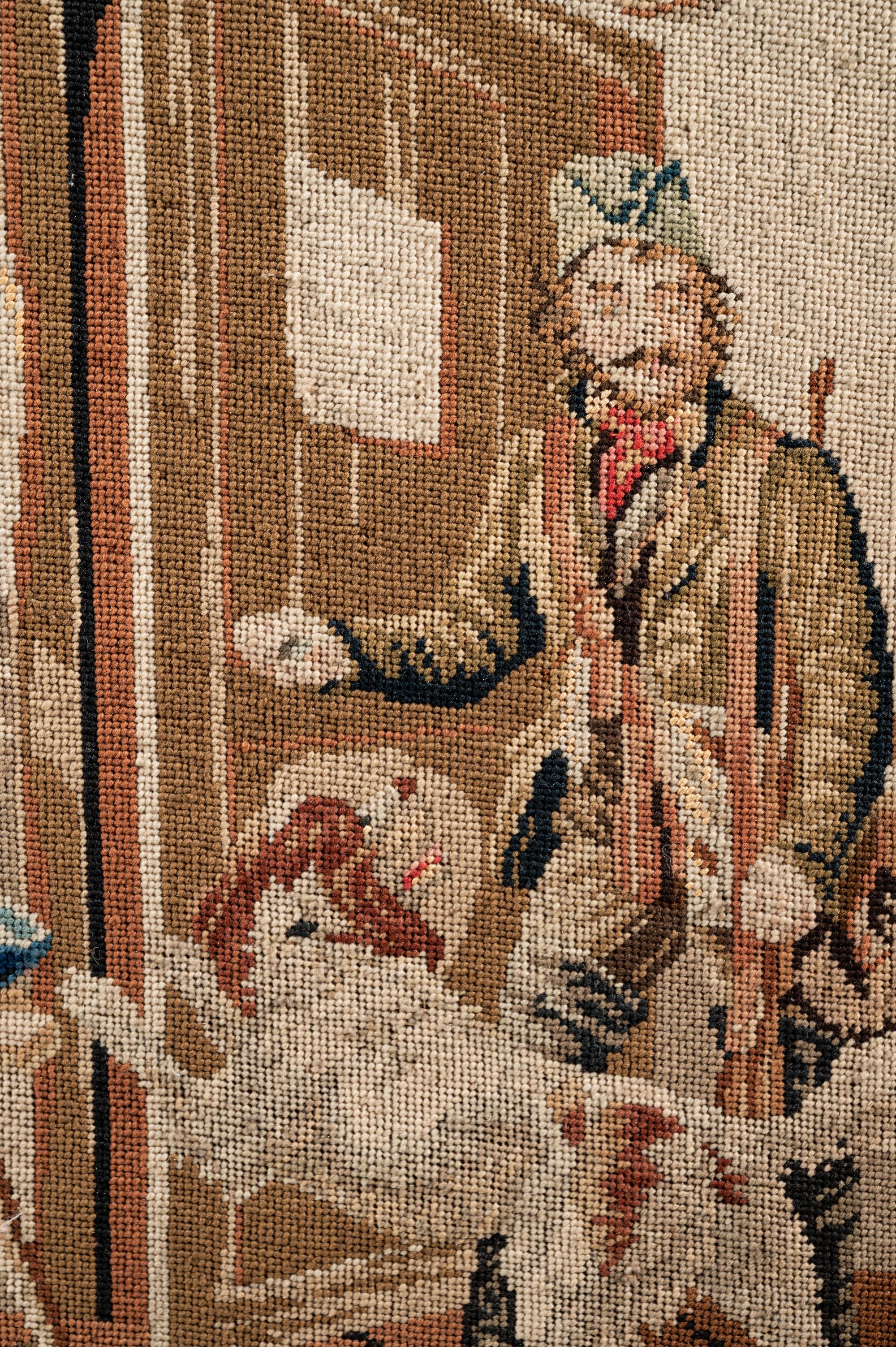 A George II Style Pole Screen with a Needlepoint Panel