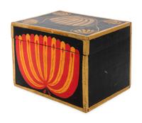 A Classical Paint Decorated and Ebonized Magician's Box