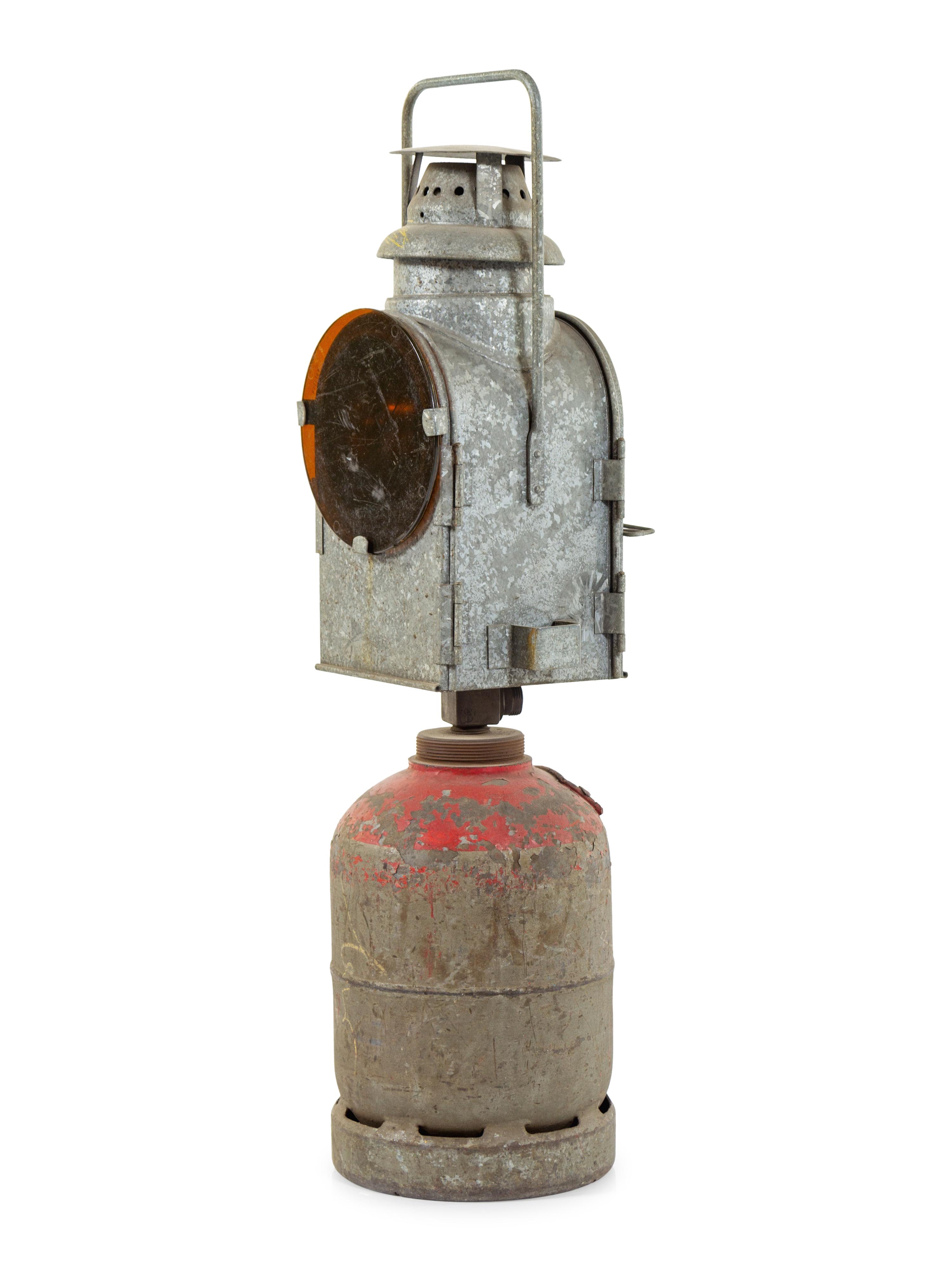 German Painted Metal DB Kerosene Powered Railroad Lantern