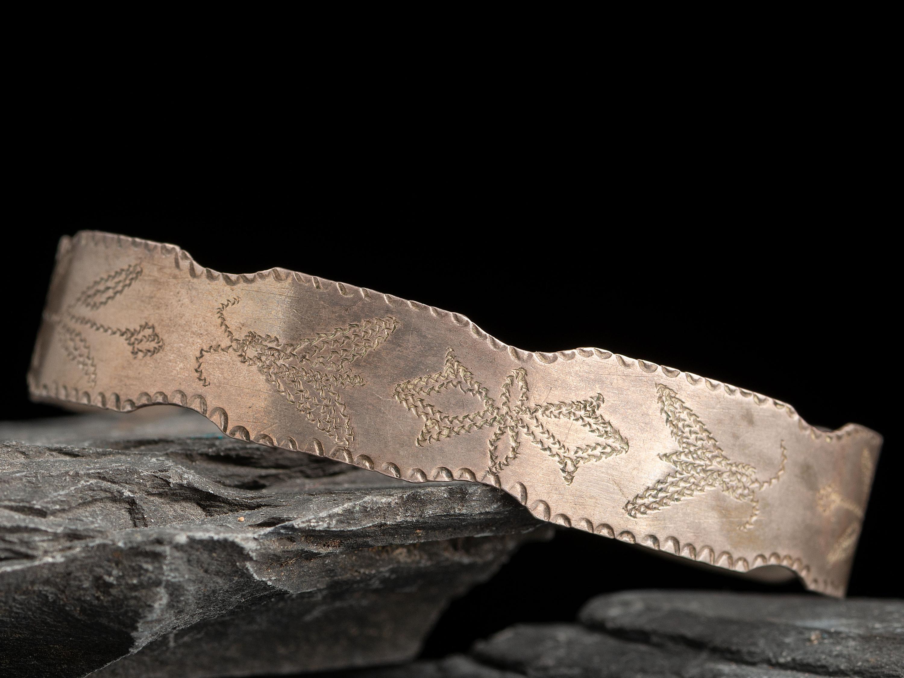 Navajo or Pueblo Rocker Engraved Ingot Cuff Bracelet