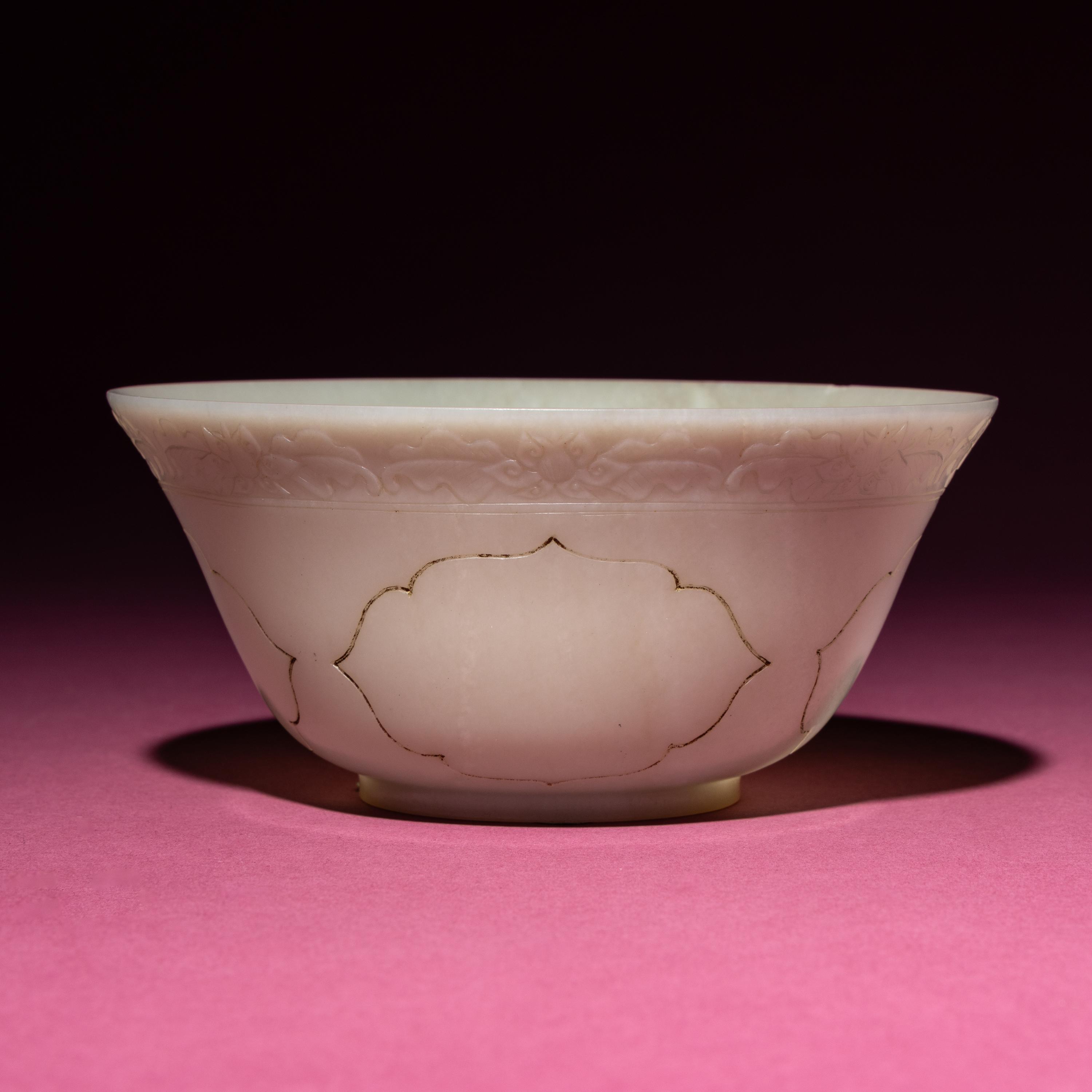 A Chinese Carved White Jade ‘Floral’ Bowl, 18th Century — 清中期 白玉刻花碗